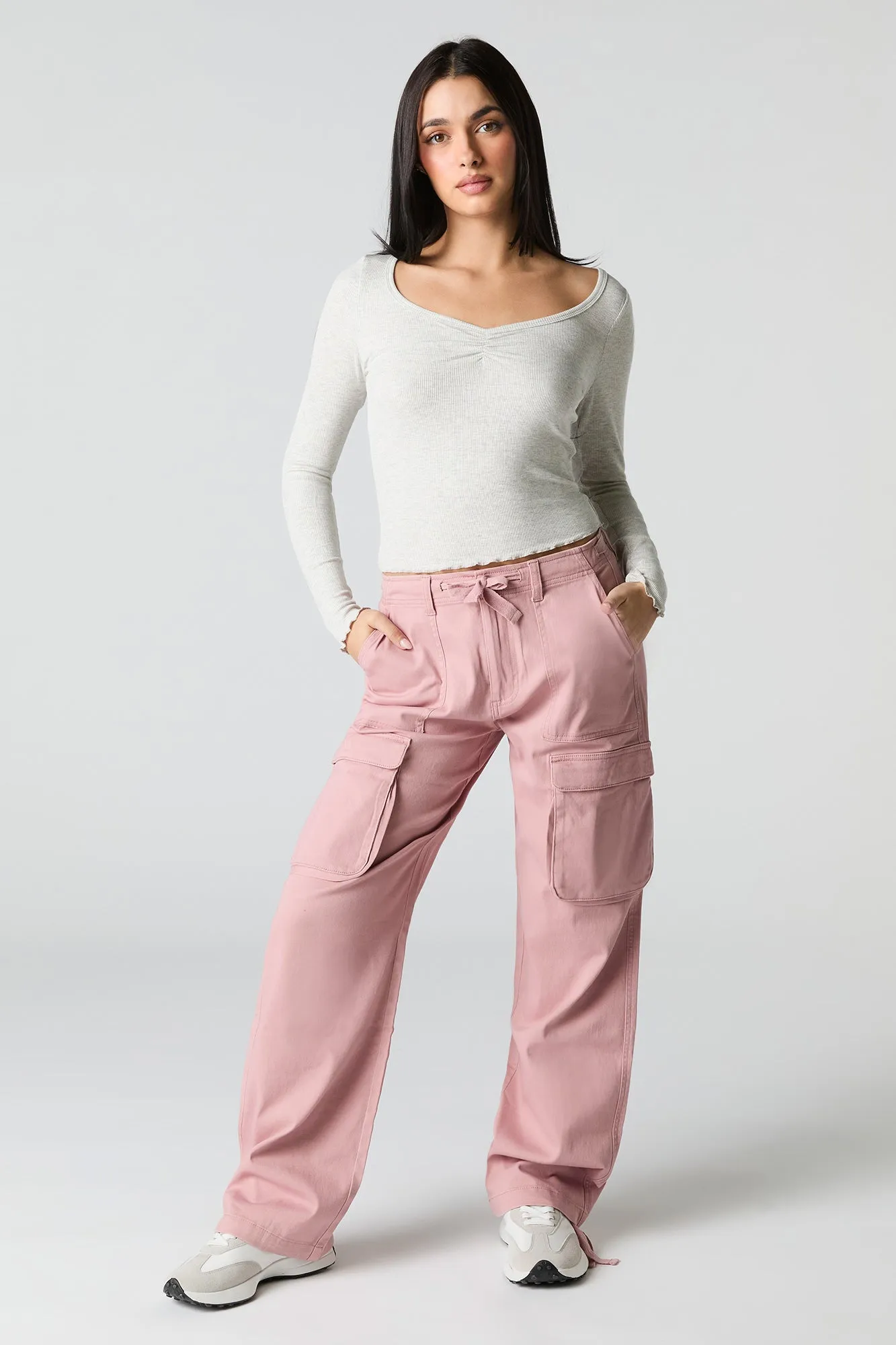 Drawstring Waist Cargo Pant sold by Charlotte Russe