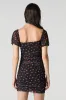 Mesh Ruched Puff Sleeve Mini Dress sold by Charlotte Russe