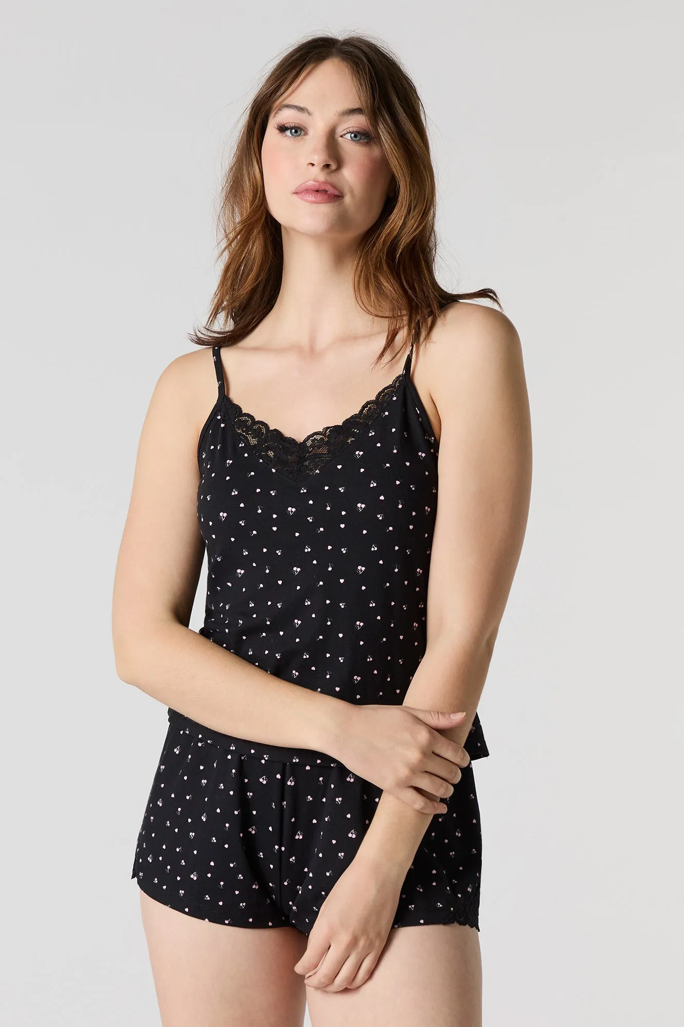 Lace Trim Tank & Short 2 Piece Pajama Set sold by Charlotte Russe product image thumbnail 4