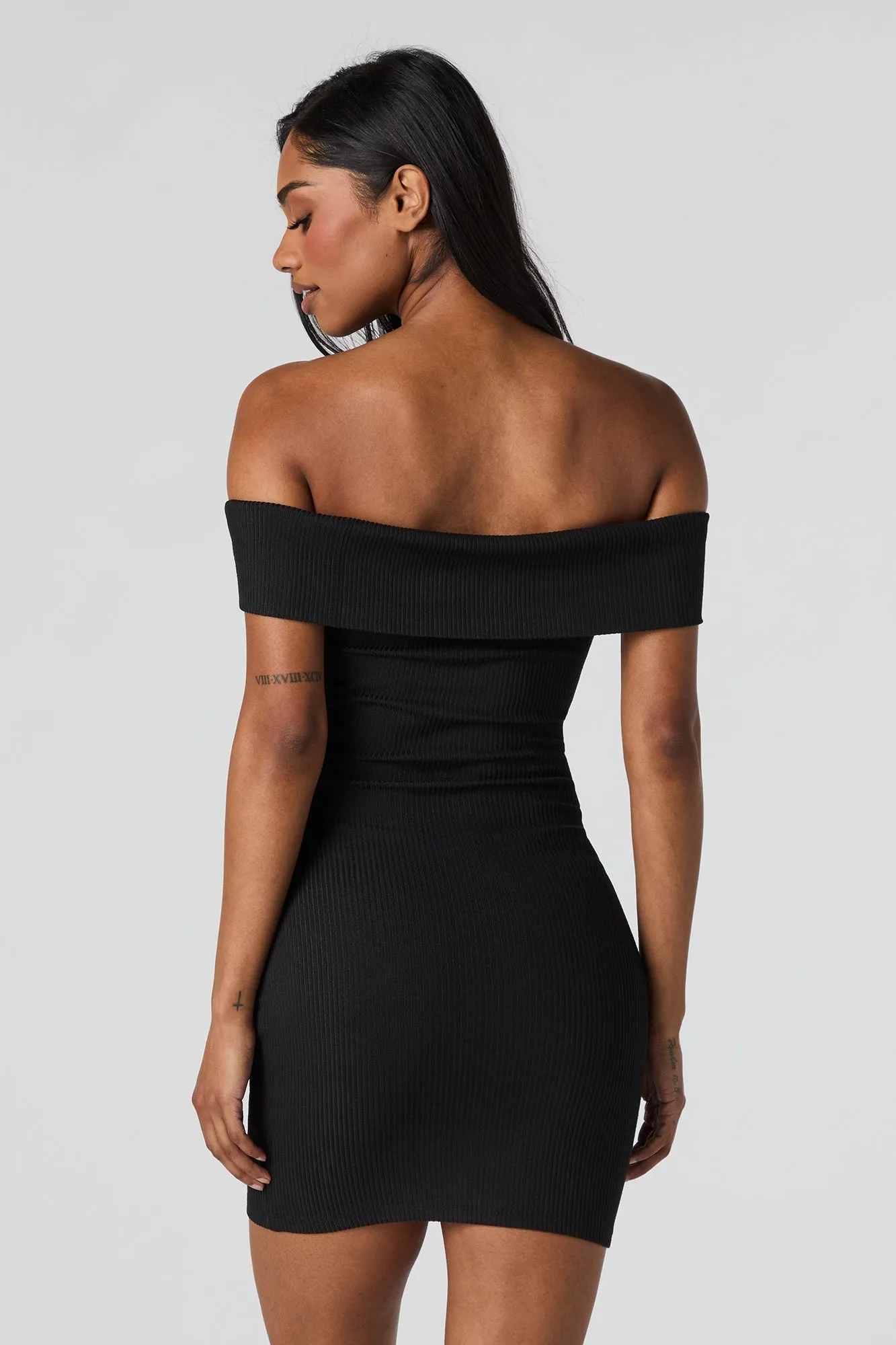 Ribbed Off Shoulder Bodycon Mini Dress sold by Charlotte Russe product image thumbnail 5