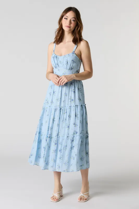 Tie Waist Tiered Midi Dress sold by Charlotte Russe