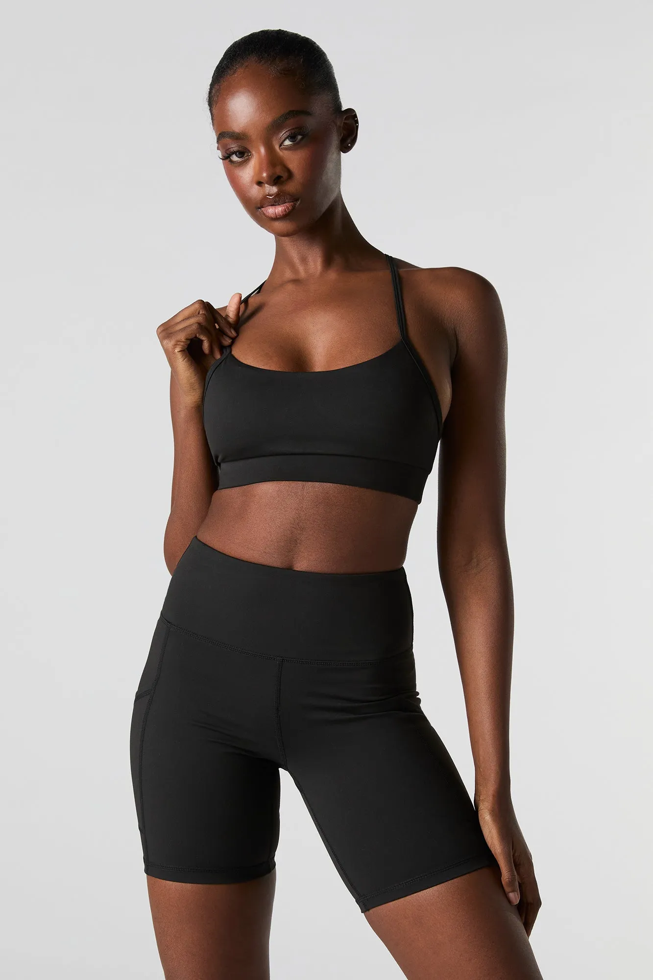 Solid Sports Bra with Built-In Bra Cups sold by Charlotte Russe product image thumbnail 5