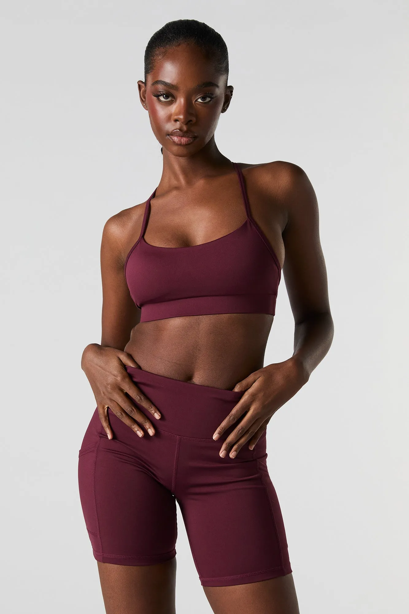 Solid Sports Bra with Built-In Bra Cups sold by Charlotte Russe product image thumbnail 4