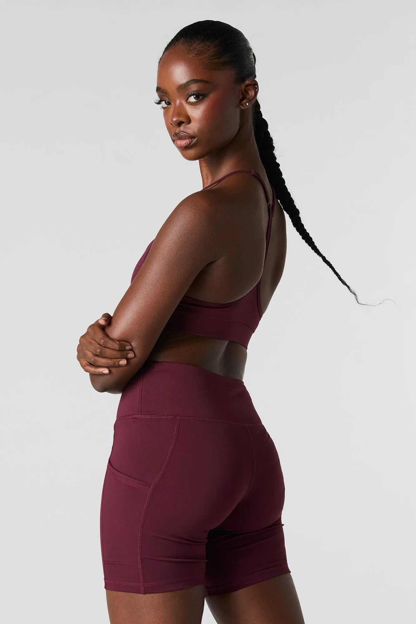 Solid Sports Bra with Built-In Bra Cups sold by Charlotte Russe product image thumbnail 2