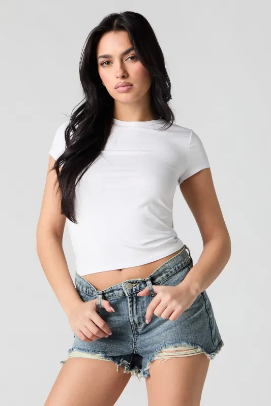 Vintage Medium Wash Distressed Rigid Short sold by Charlotte Russe