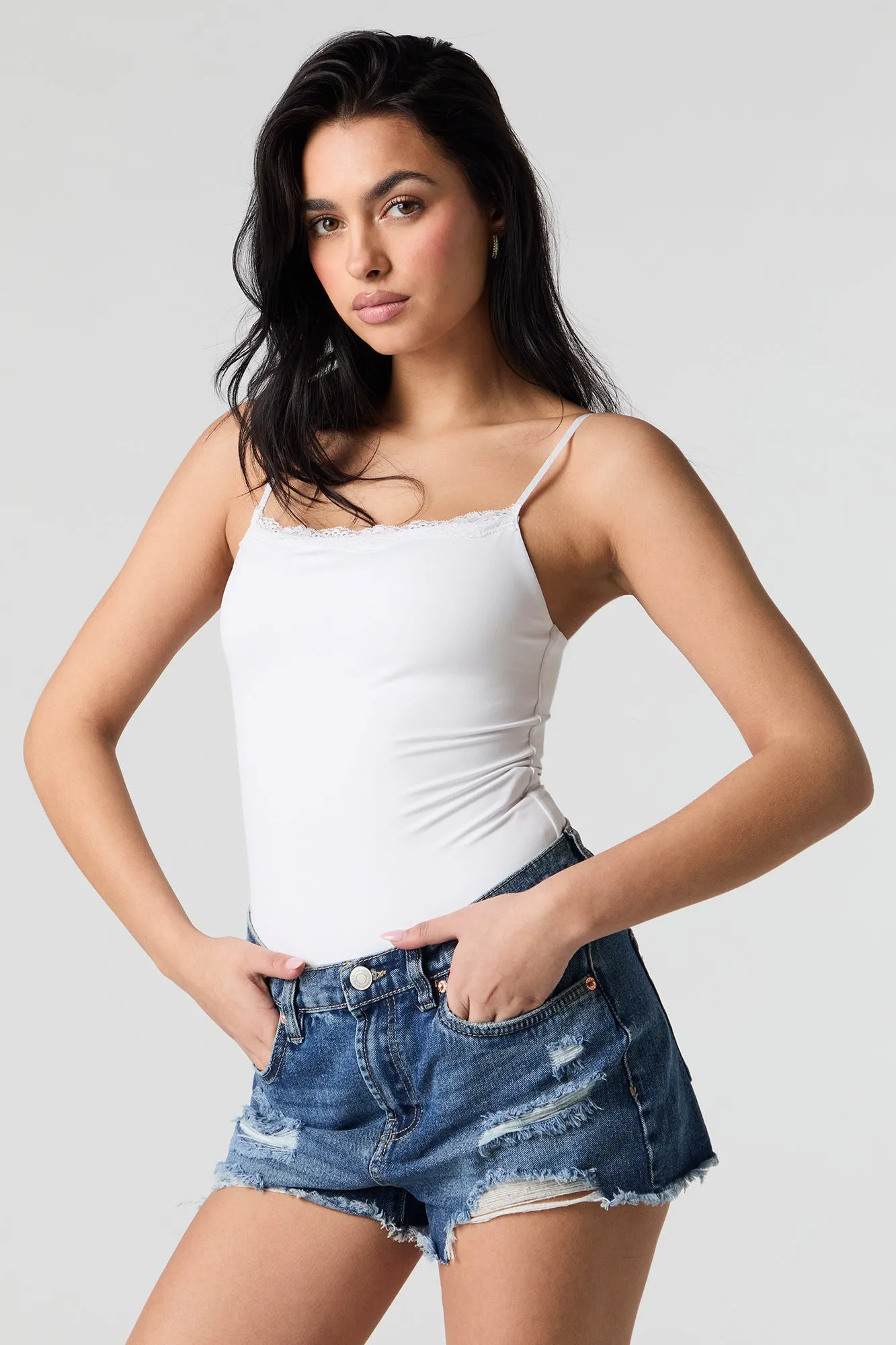 Dark Wash Distressed Rigid Short sold by Charlotte Russe