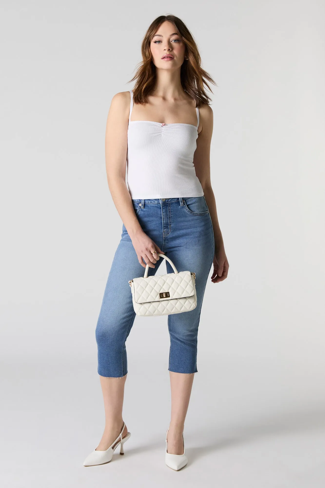 Ribbed Cinched Rosette Tank sold by Charlotte Russe product image thumbnail 3