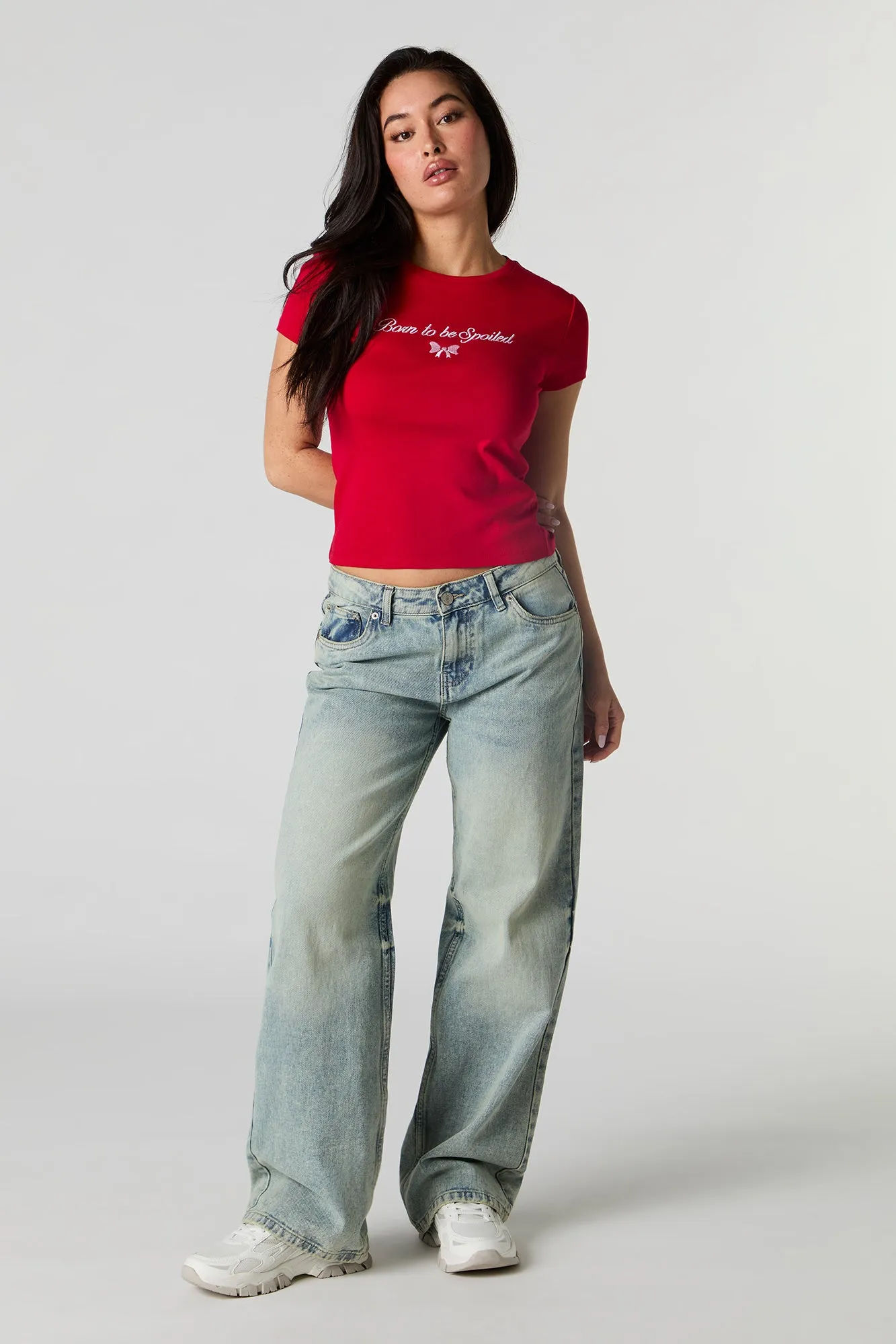 Cute Embroidered Ribbed T-Shirt sold by Charlotte Russe product image thumbnail 3