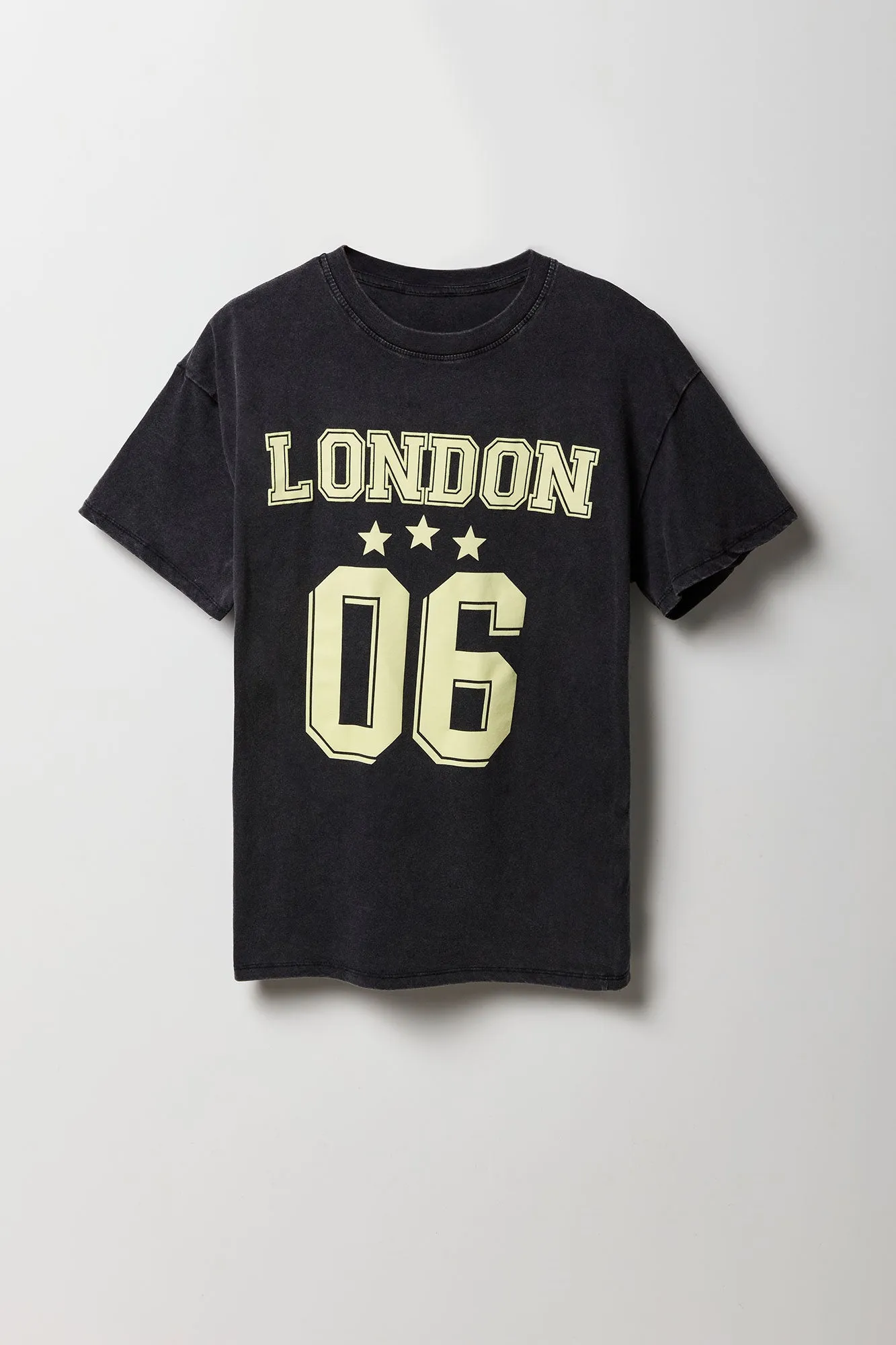London 06 Graphic Washed Boyfriend T-Shirt sold by Charlotte Russe product image thumbnail 4