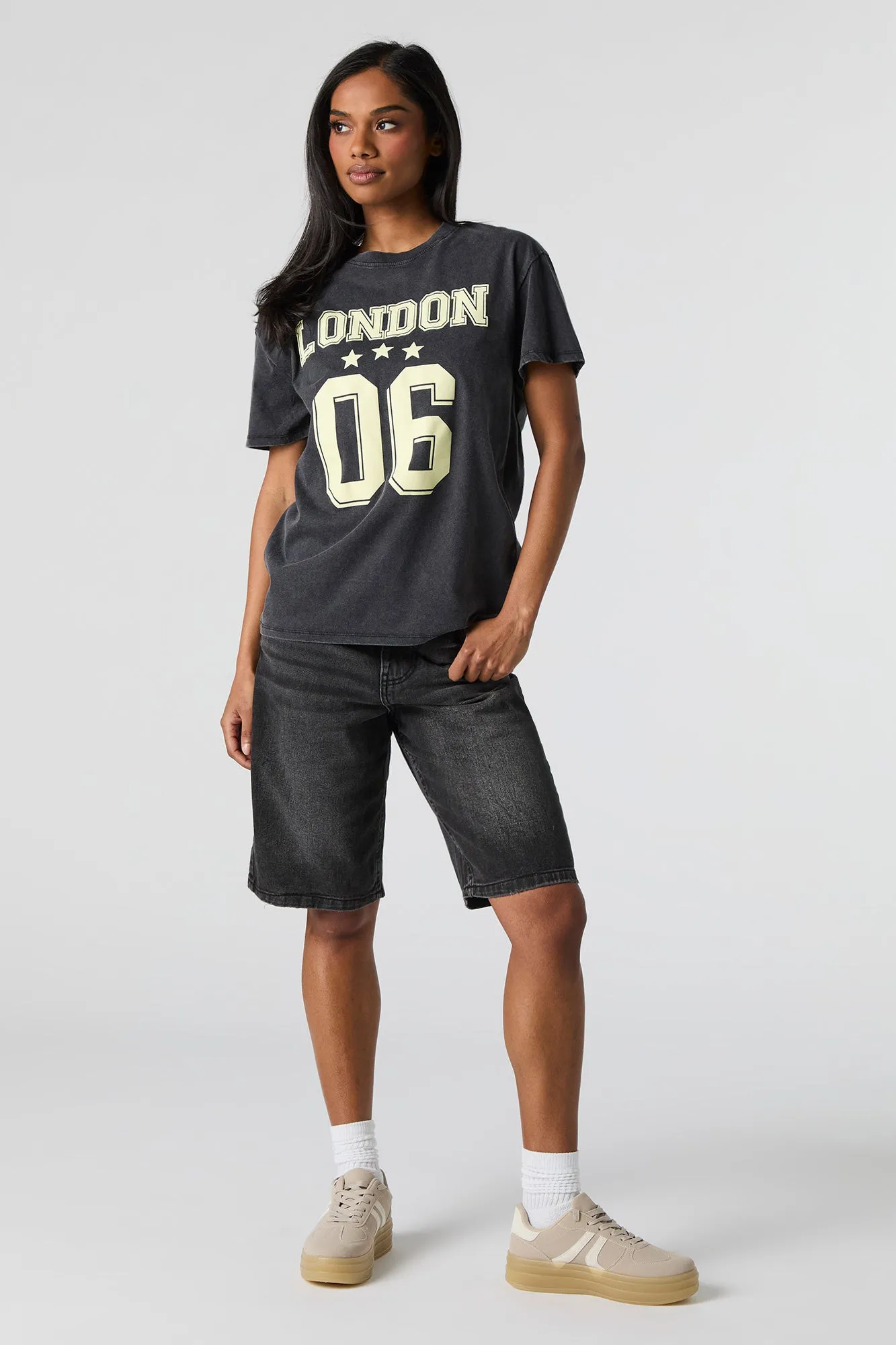 London 06 Graphic Washed Boyfriend T-Shirt sold by Charlotte Russe product image thumbnail 3