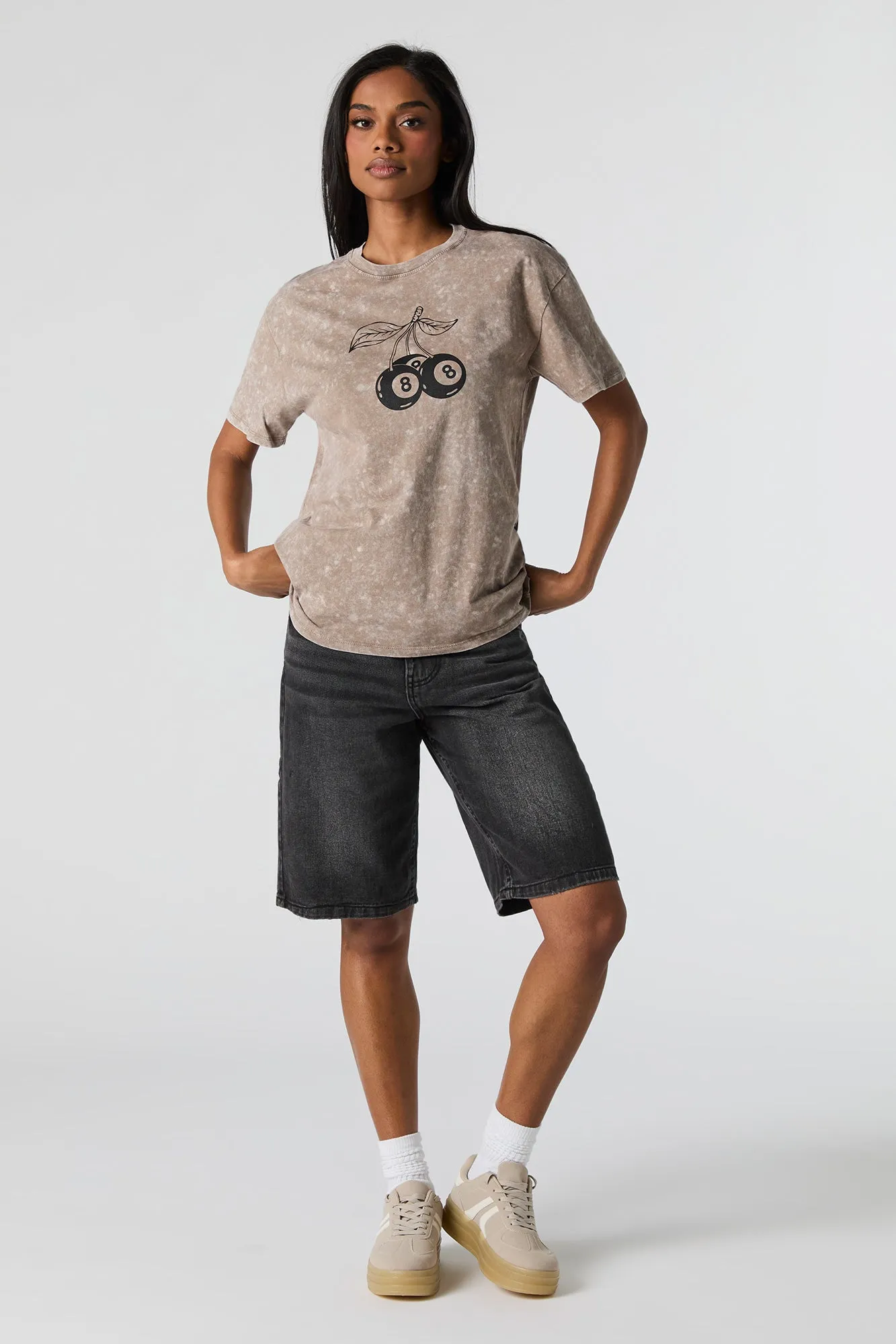8 Ball Cherries Graphic Washed Boyfriend T-Shirt sold by Charlotte Russe product image thumbnail 3