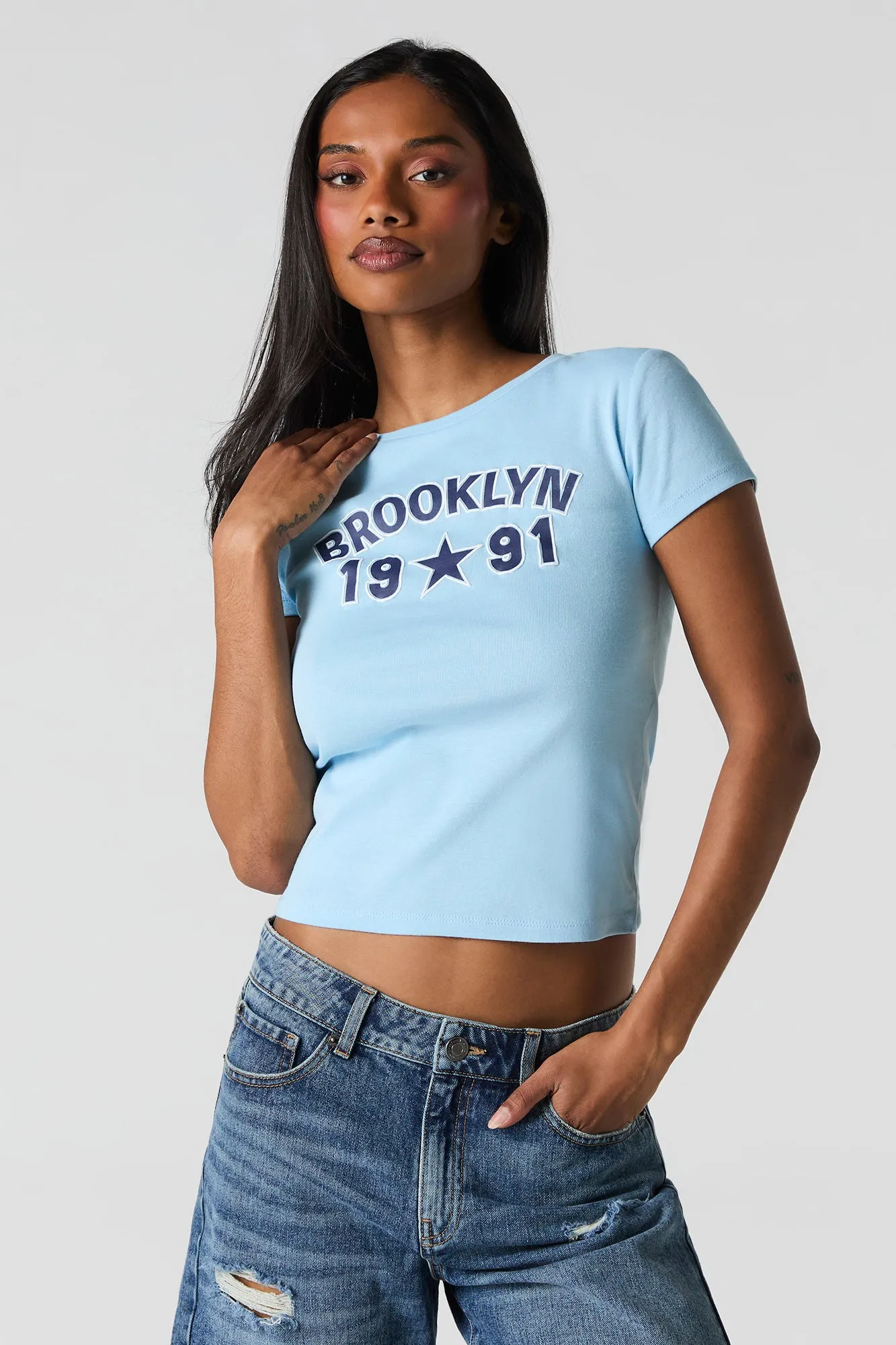 Brooklyn 1991 Graphic T-Shirt sold by Charlotte Russe
