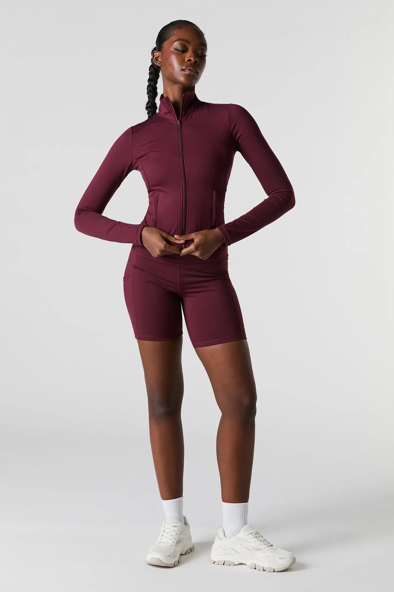 Active Mock Neck Zip-Up Jacket sold by Charlotte Russe product image thumbnail 3