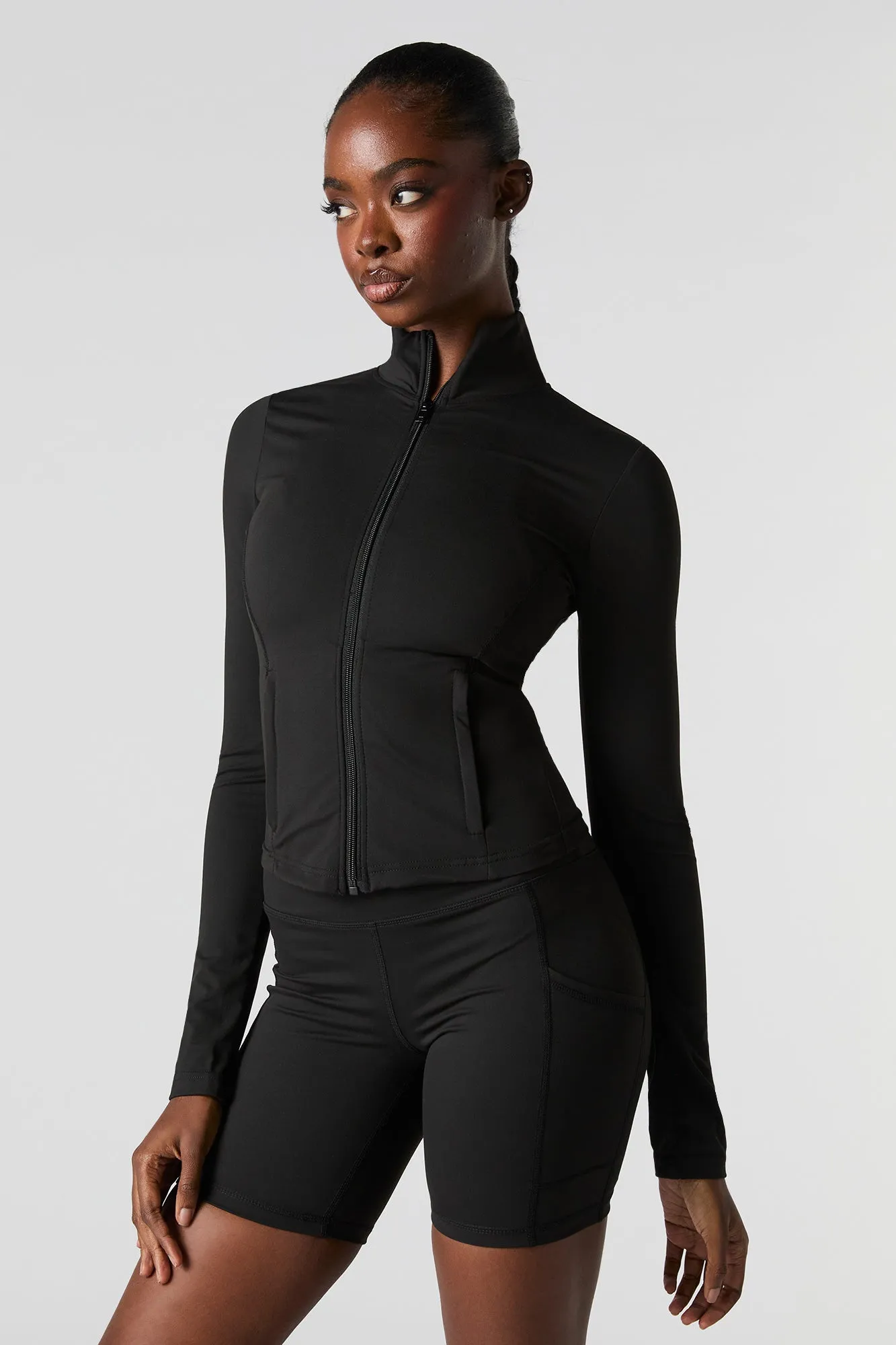 Active Mock Neck Zip-Up Jacket sold by Charlotte Russe product image thumbnail 5