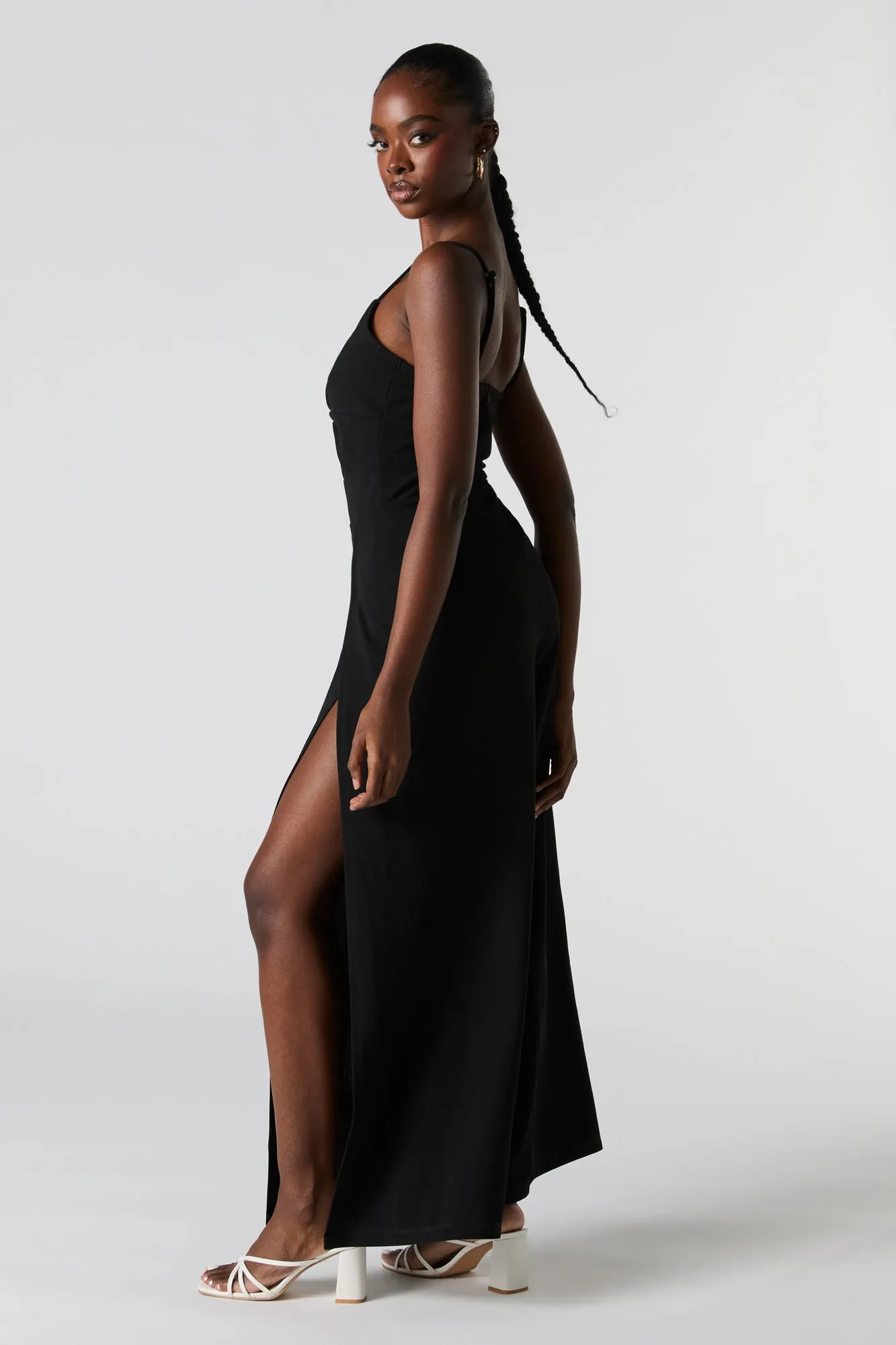 Twist Front Slit Leg Jumpsuit sold by Charlotte Russe product image thumbnail 5