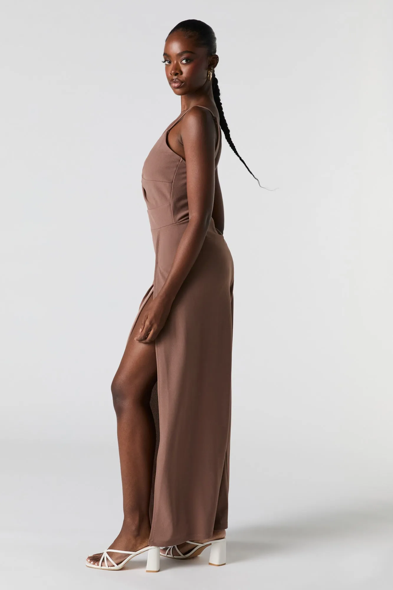 Twist Front Slit Leg Jumpsuit sold by Charlotte Russe product image thumbnail 2