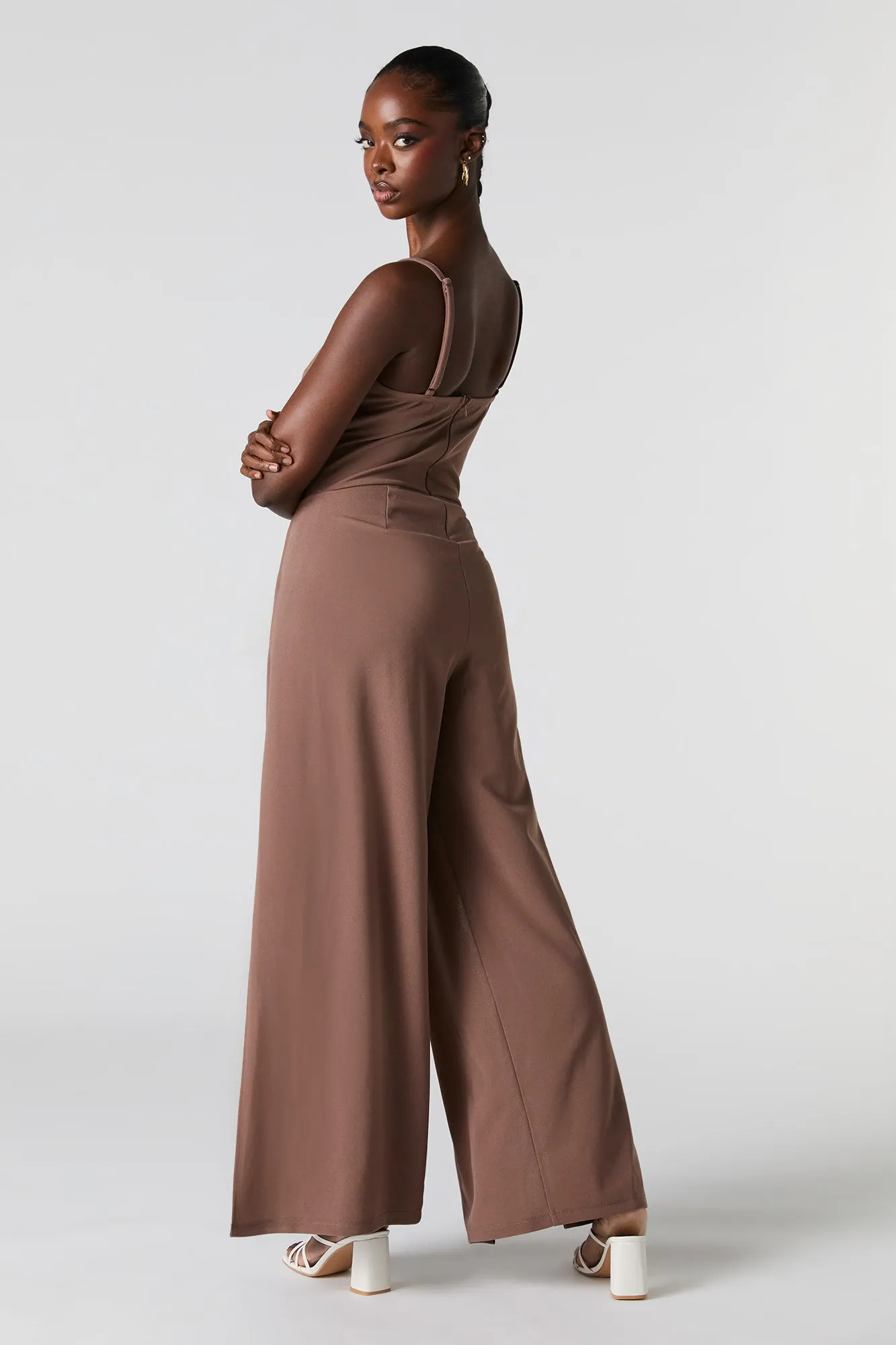 Twist Front Slit Leg Jumpsuit sold by Charlotte Russe product image thumbnail 3