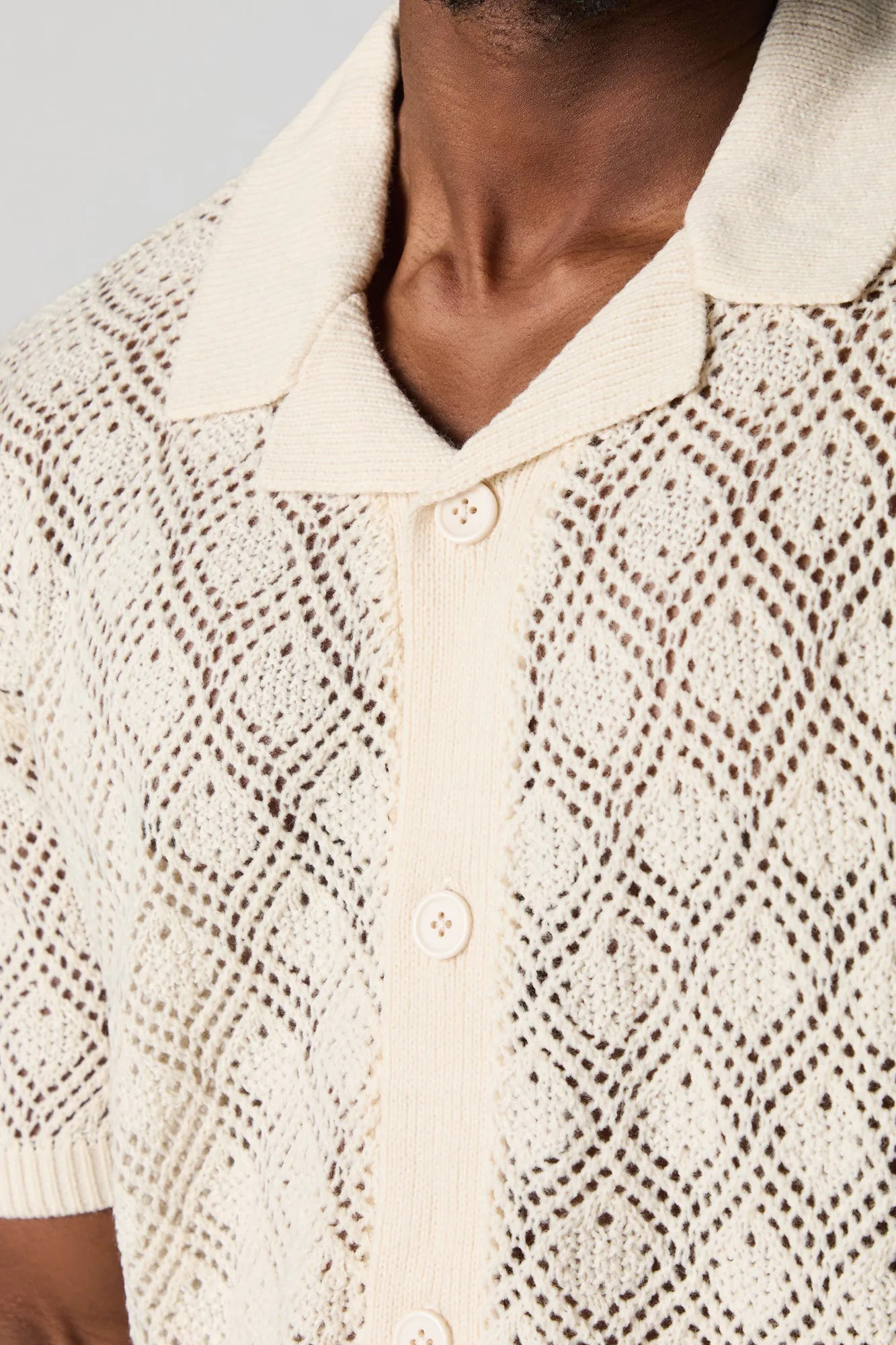 Crochet Knit Button-Up Top sold by Charlotte Russe product image thumbnail 4