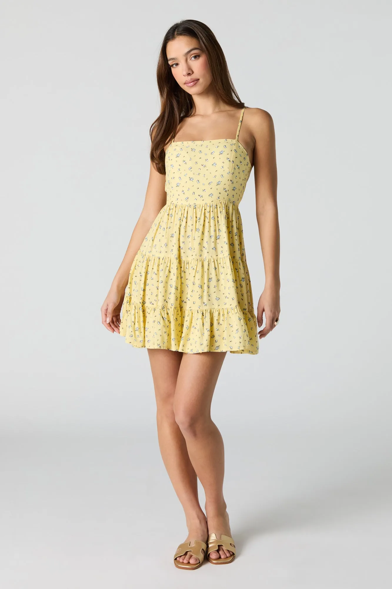 Printed Tie Back Tiered Mini Dress sold by Charlotte Russe product image thumbnail 3