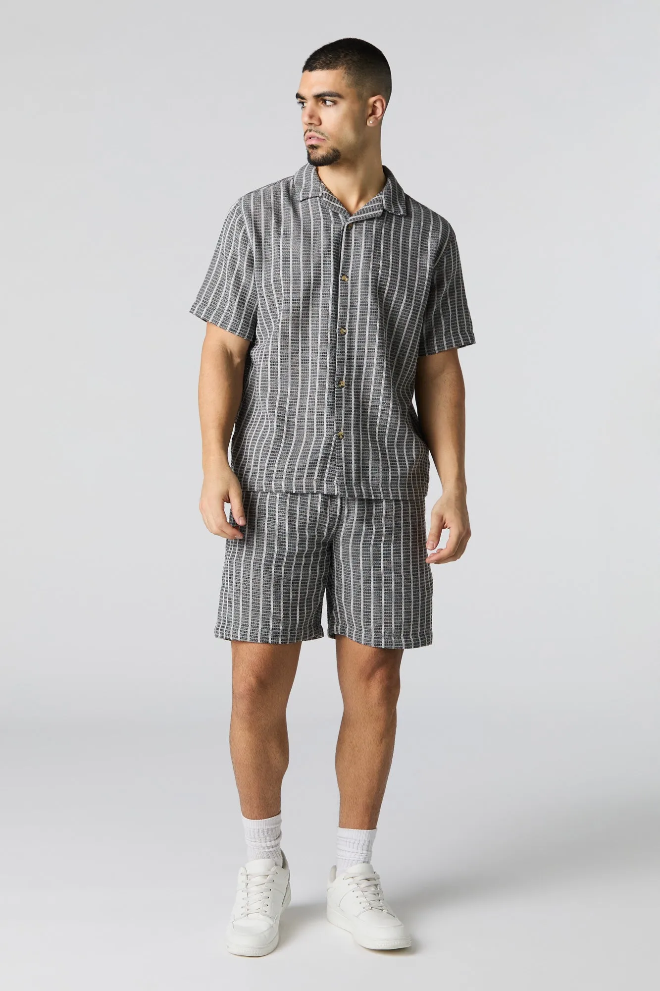 Textured Striped Knit Drawstring Short sold by Charlotte Russe product image thumbnail 2