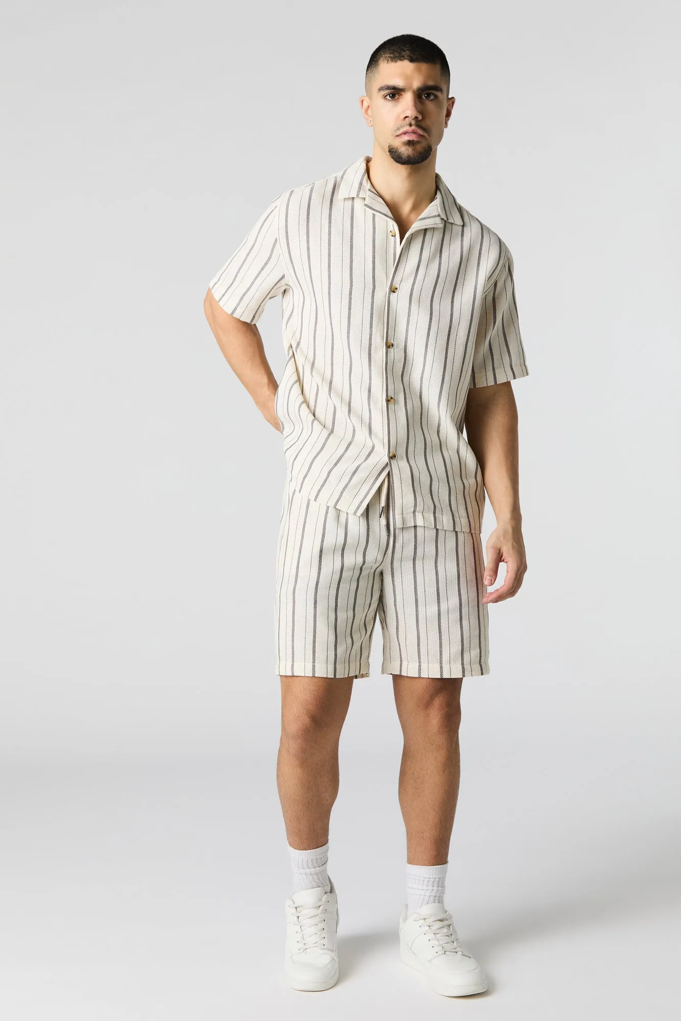 Textured Striped Knit Drawstring Short sold by Charlotte Russe product image thumbnail 5