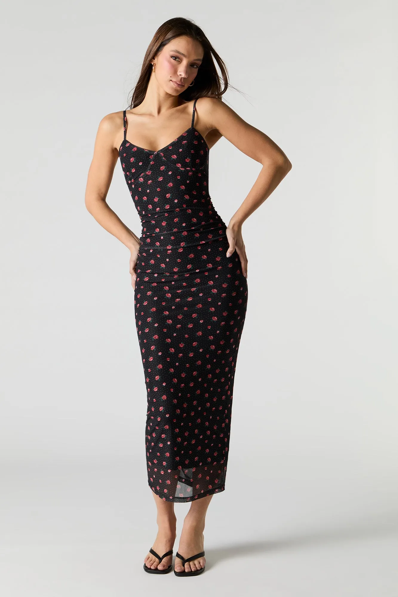 Printed Mesh Bustier Maxi Dress sold by Charlotte Russe product image thumbnail 5