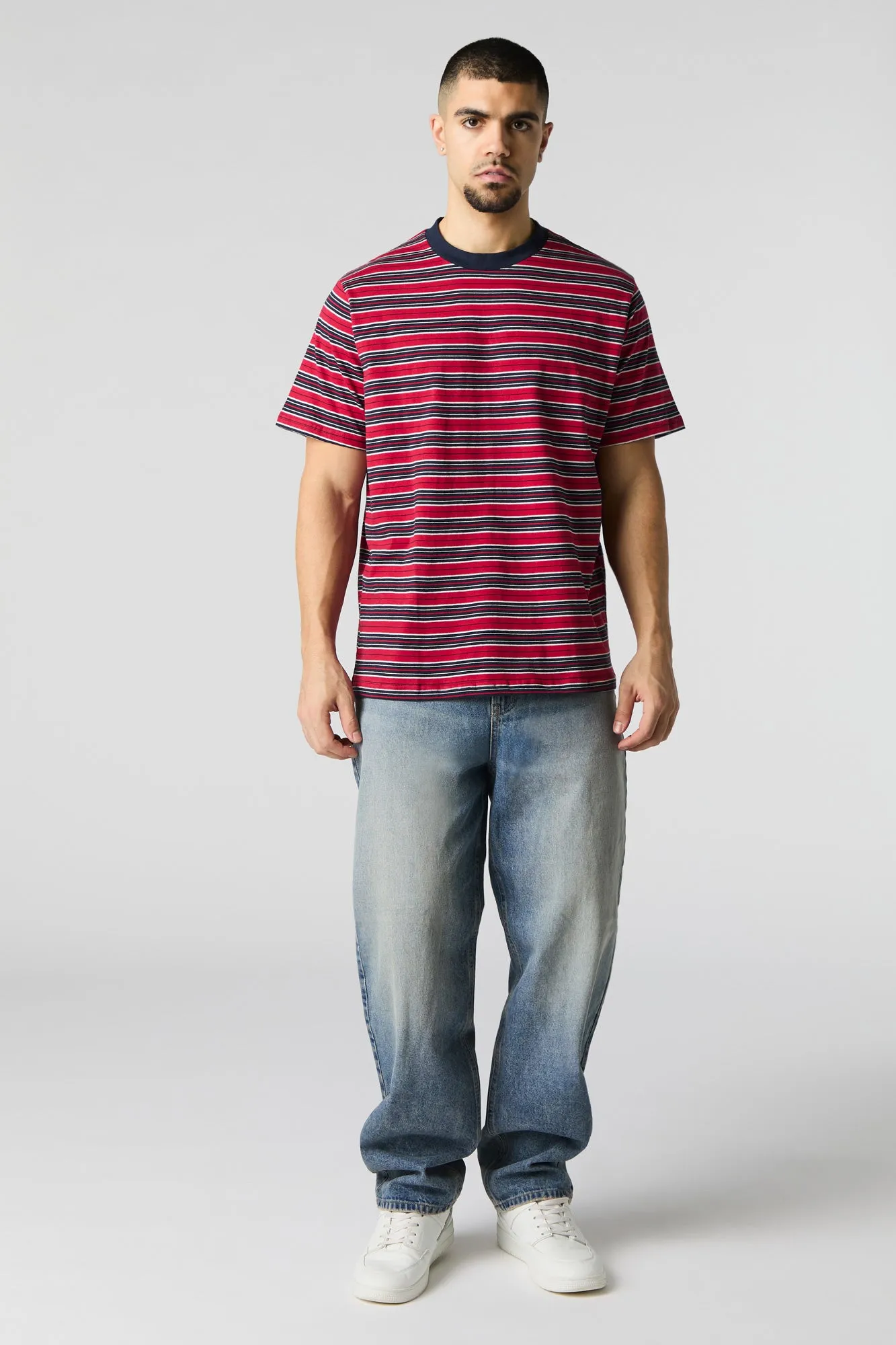 Multi-Striped Crewneck T-Shirt sold by Charlotte Russe product image thumbnail 3