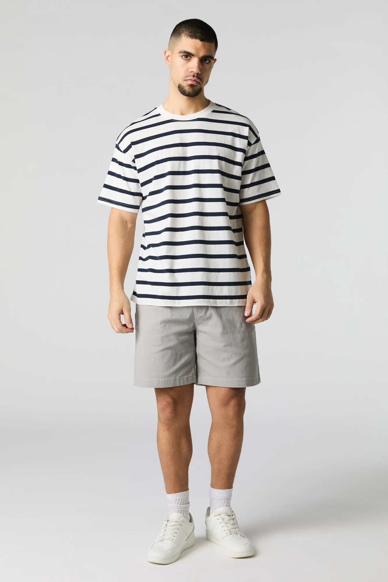 Striped Relaxed Crewneck T-Shirt sold by Charlotte Russe product image thumbnail 3