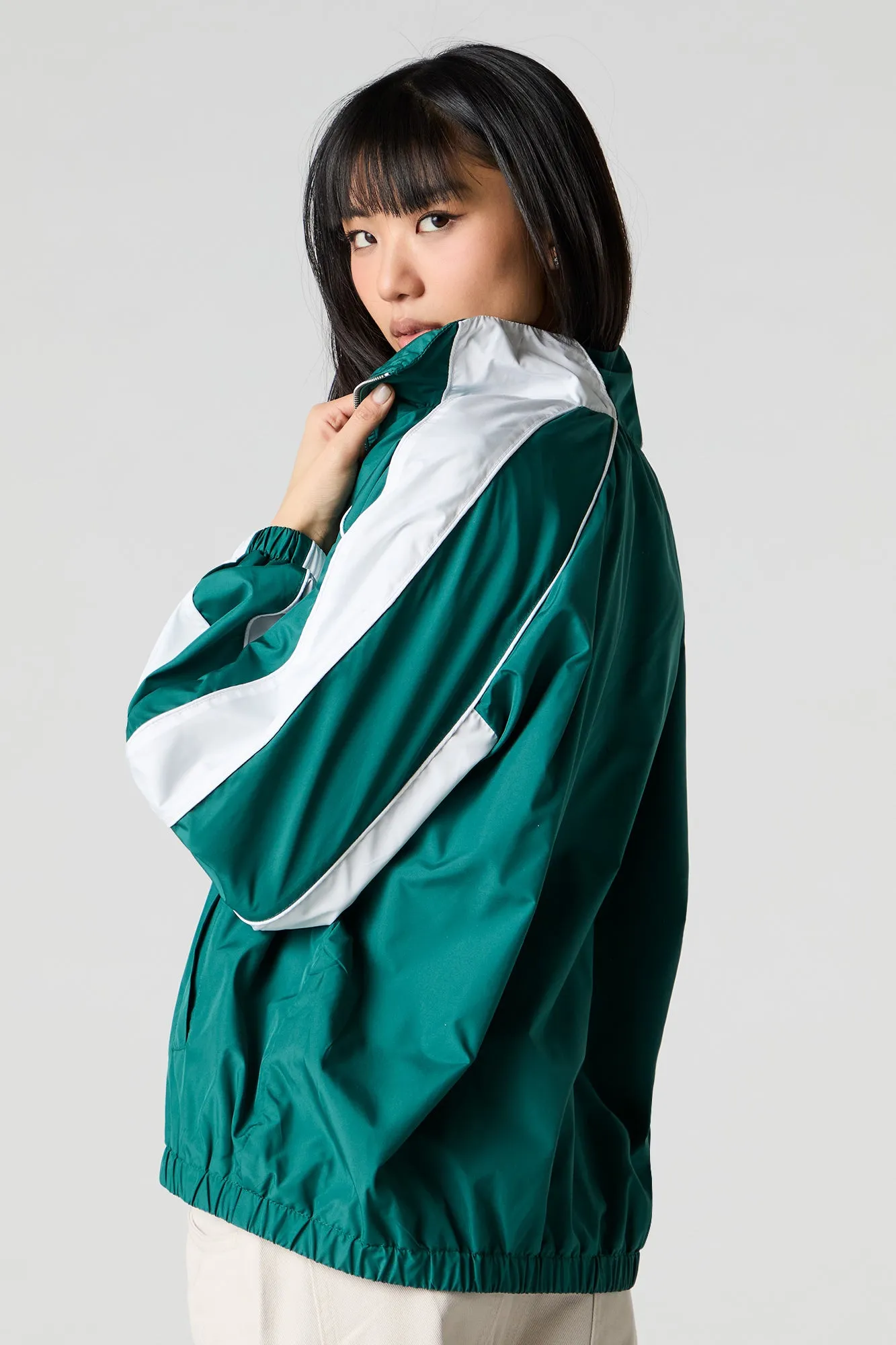 Embroidered Zip-Up Sports Jacket sold by Charlotte Russe product image thumbnail 2