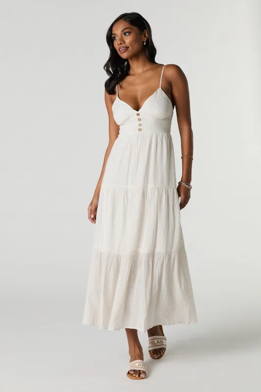 Button Front Tiered Midi Dress sold by Charlotte Russe