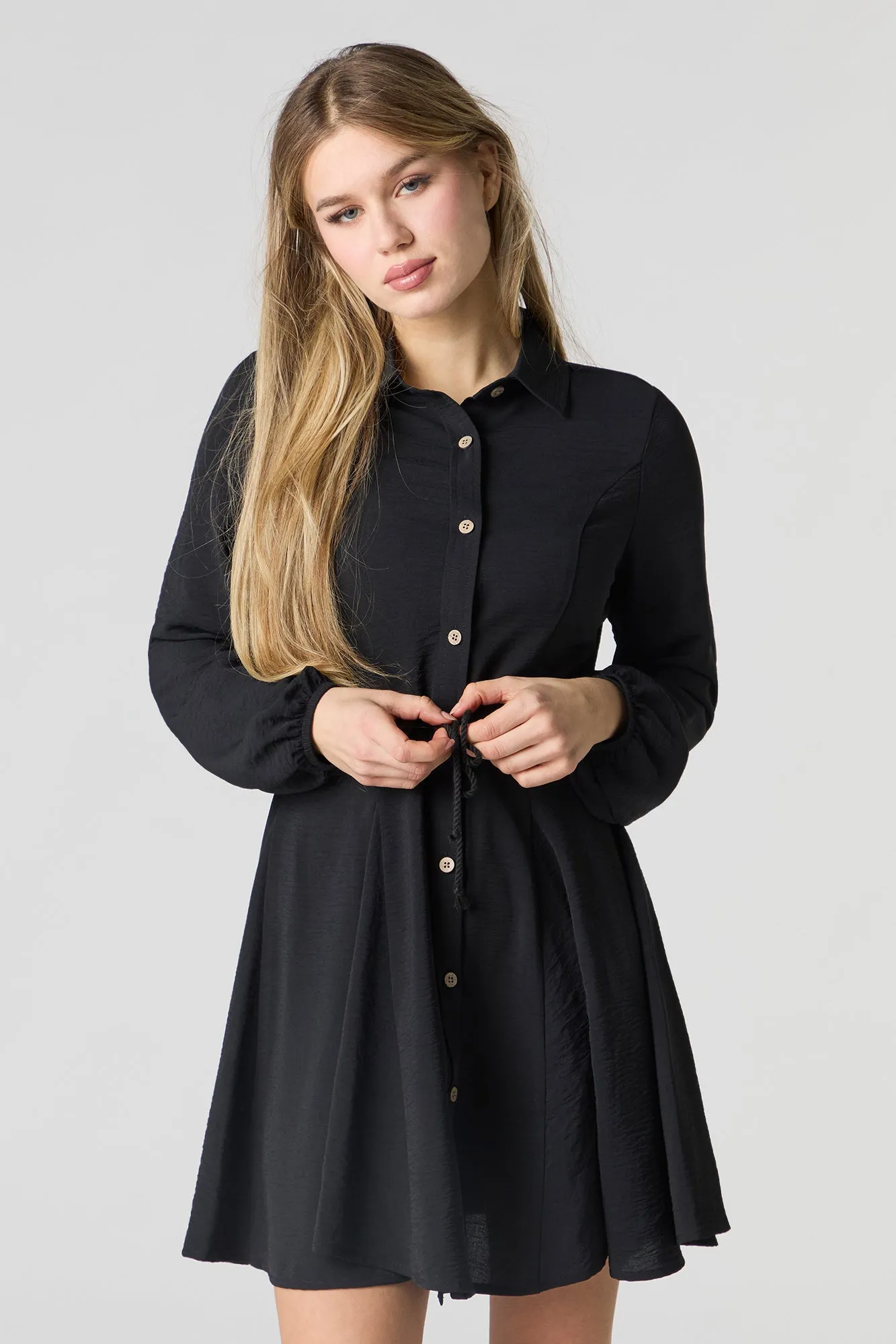 Button-Up Long Sleeve Mini Dress sold by Charlotte Russe product image thumbnail 4