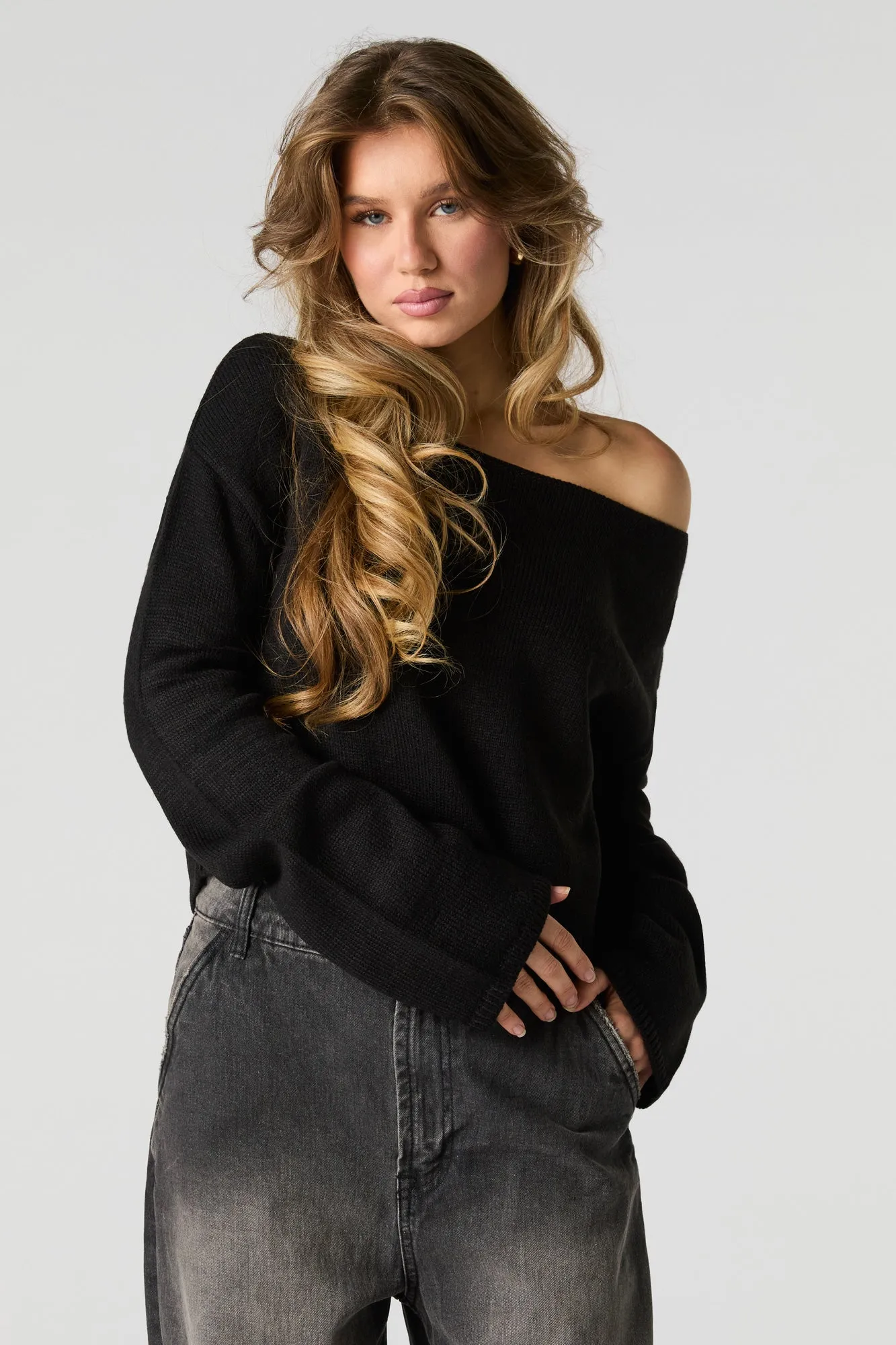 Off Shoulder Skimmer Sweater sold by Charlotte Russe product image thumbnail 5