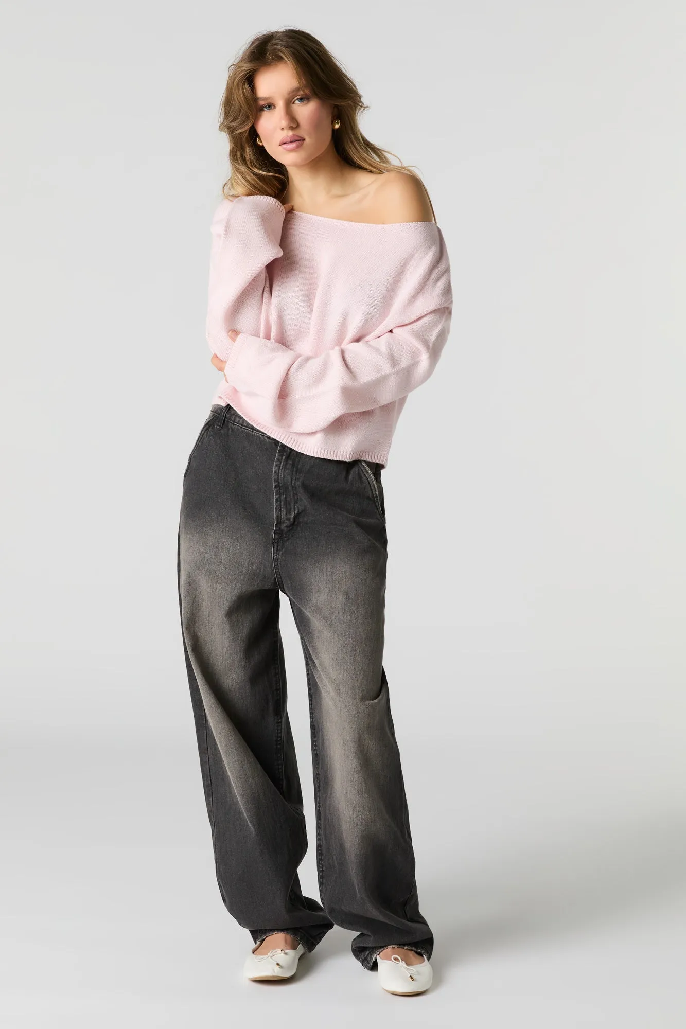 Off Shoulder Skimmer Sweater sold by Charlotte Russe product image thumbnail 3