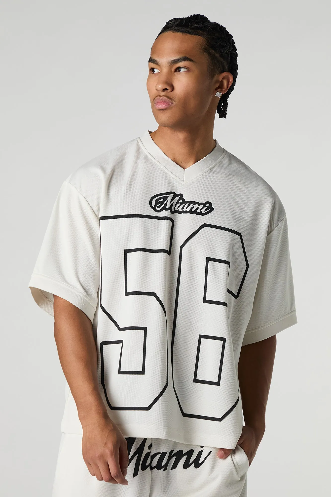 Miami Graphic Mesh Football Jersey sold by Charlotte Russe