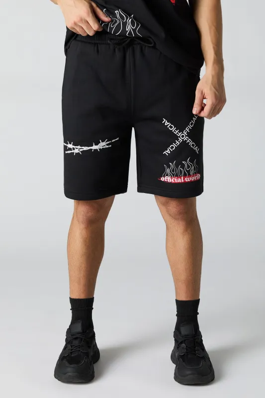 Official World Graphic Fleece Short sold by Charlotte Russe