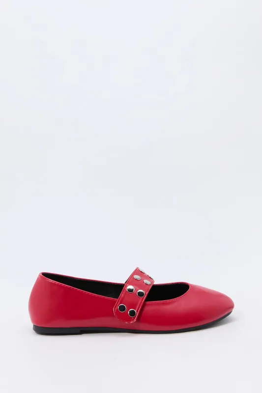 Faux Leather Studded Ballet Flat sold by Charlotte Russe