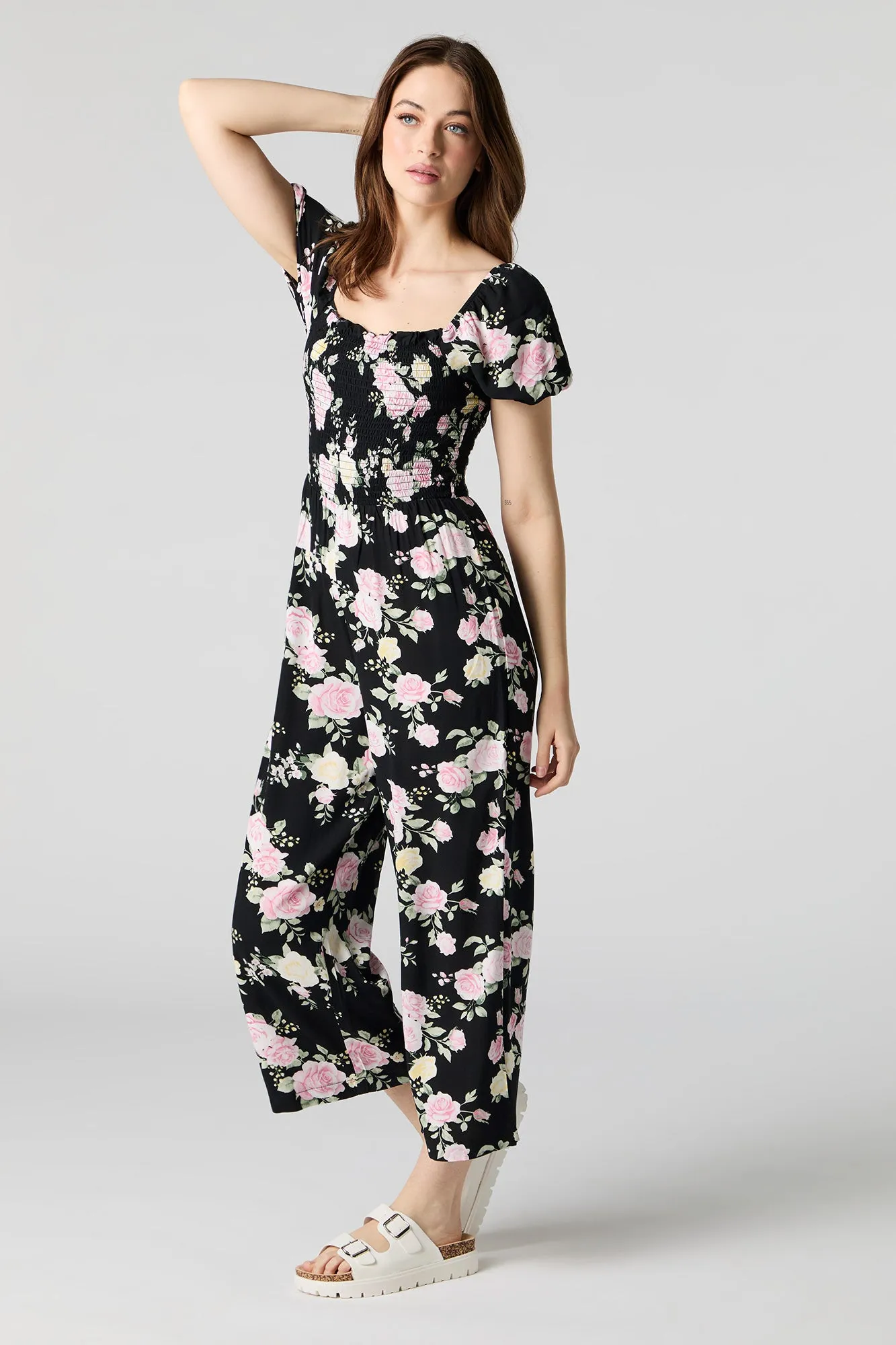 Printed Smocked Jumpsuit sold by Charlotte Russe product image thumbnail 2