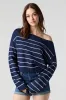 Knit Off Shoulder Striped Sweater sold by Charlotte Russe