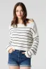 Knit Off Shoulder Striped Sweater sold by Charlotte Russe