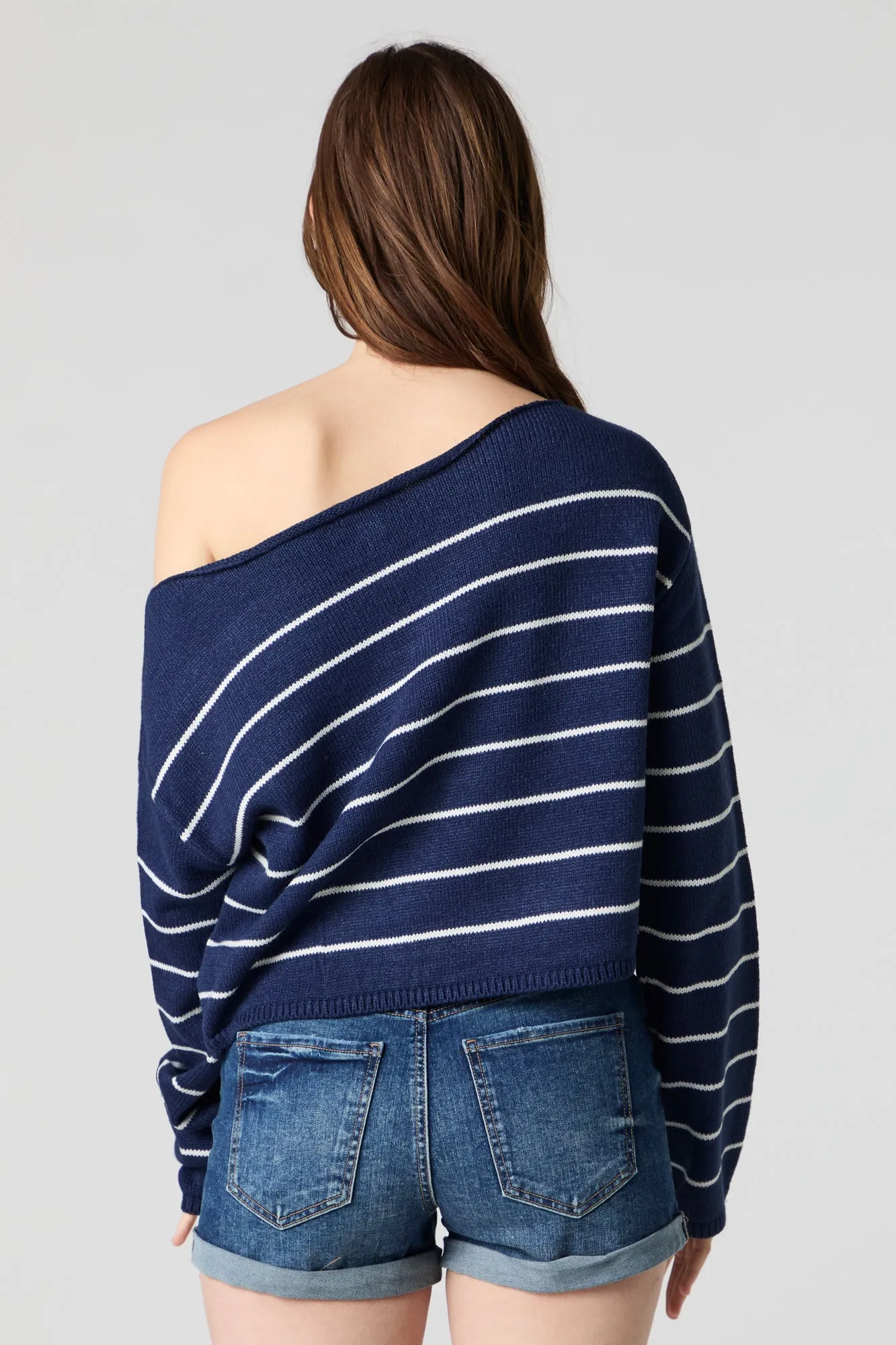 Knit Off Shoulder Striped Sweater sold by Charlotte Russe product image thumbnail 2