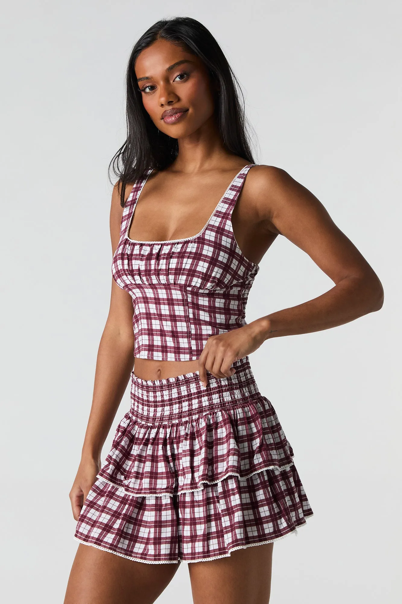 Plaid Tiered Mini Skort sold by Charlotte Russe