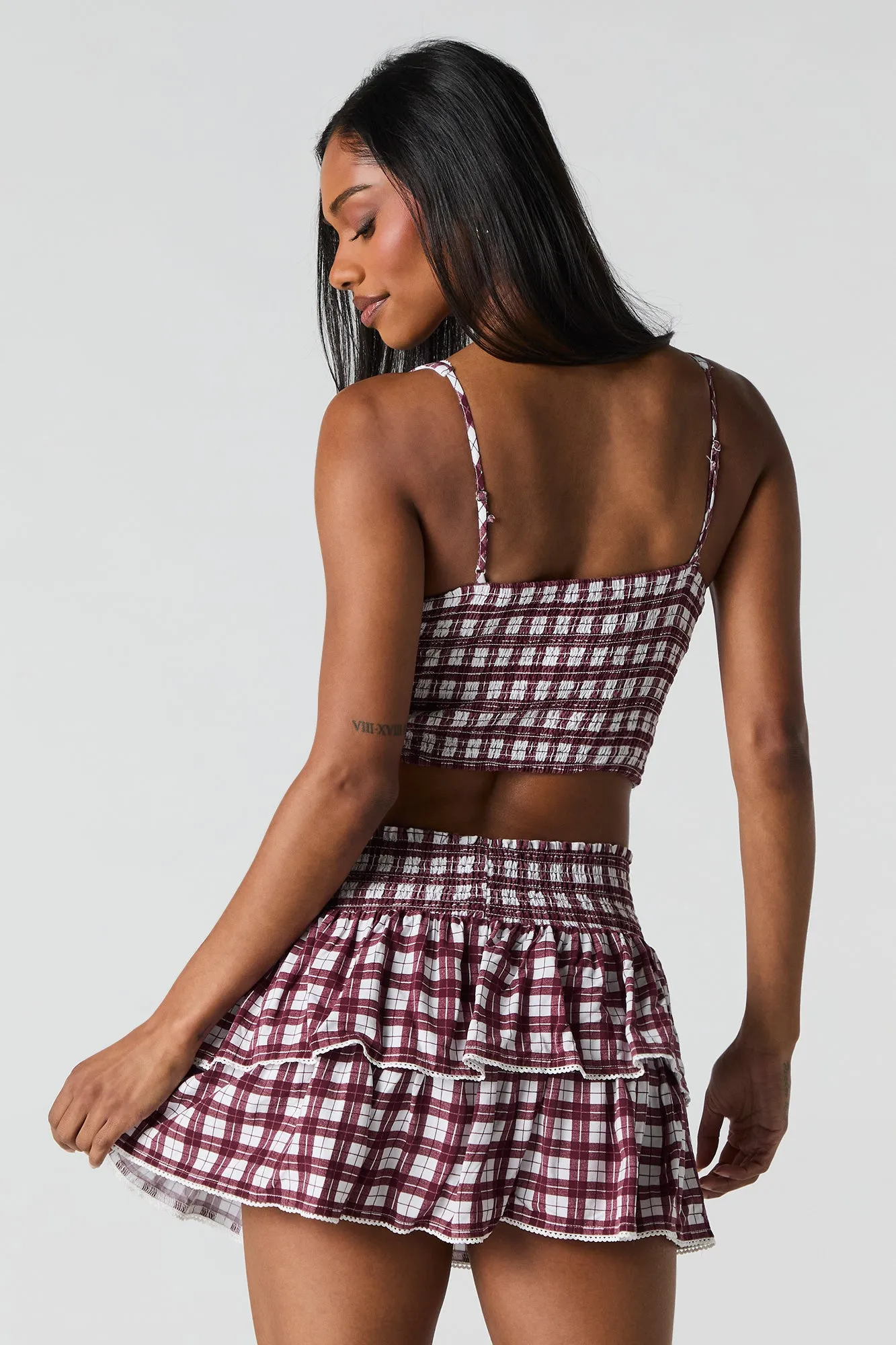 Plaid Tiered Mini Skort sold by Charlotte Russe product image thumbnail 2