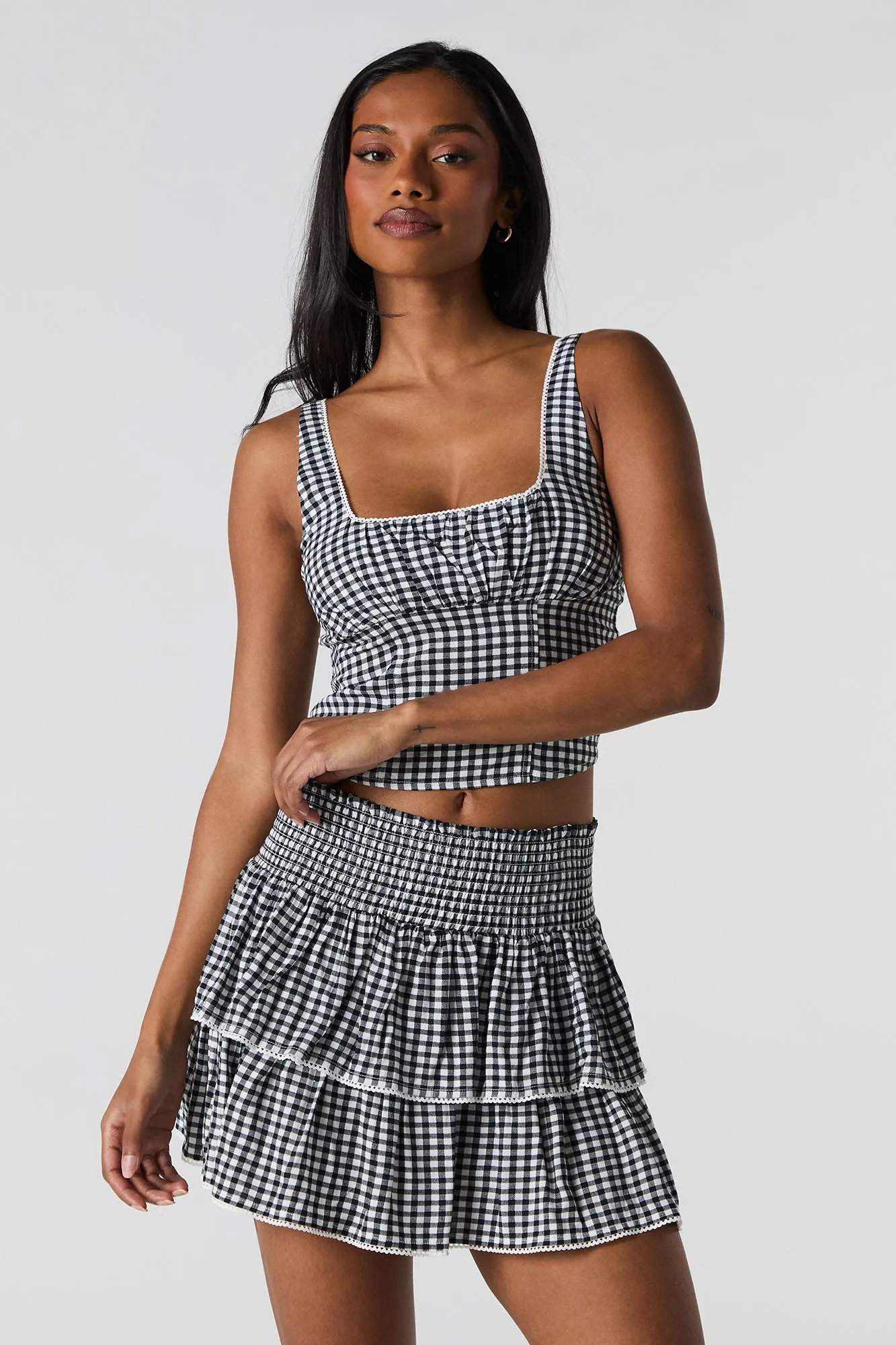 Plaid Tiered Mini Skort sold by Charlotte Russe product image thumbnail 5