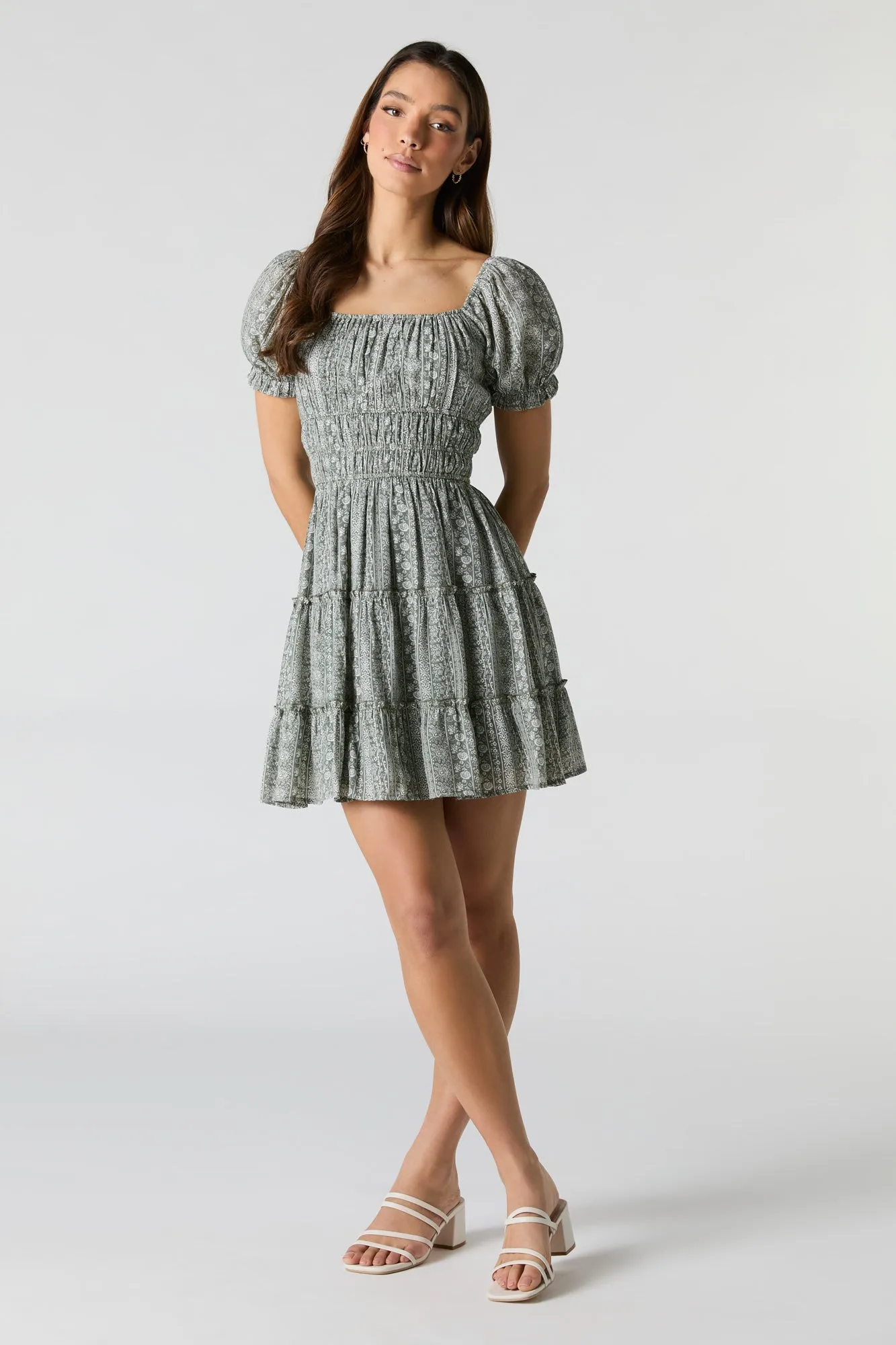 Smocked Tiered Mini Dress sold by Charlotte Russe product image thumbnail 3