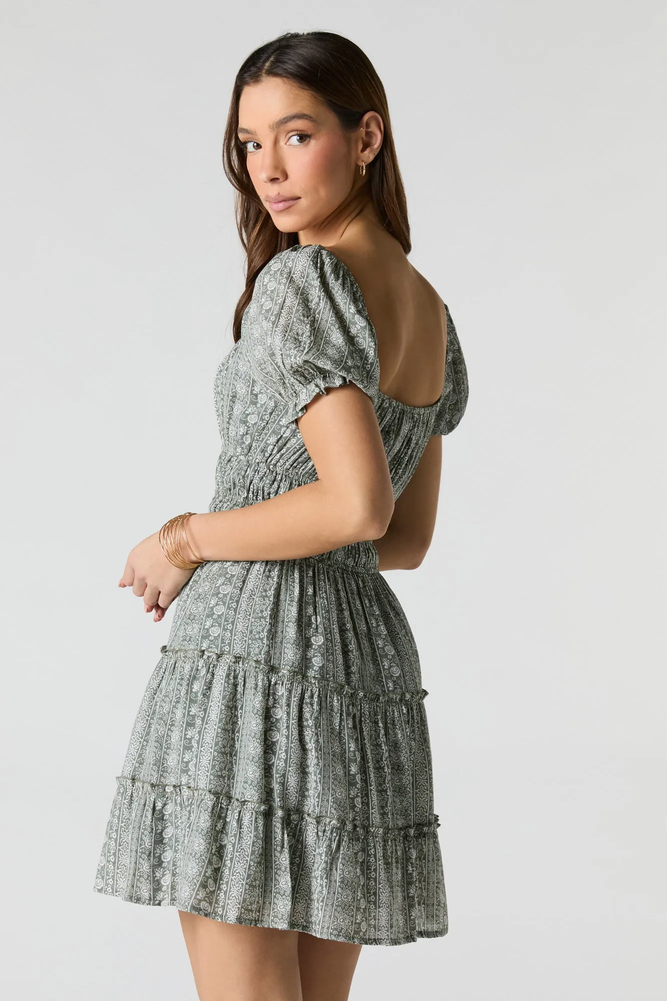 Smocked Tiered Mini Dress sold by Charlotte Russe product image thumbnail 2