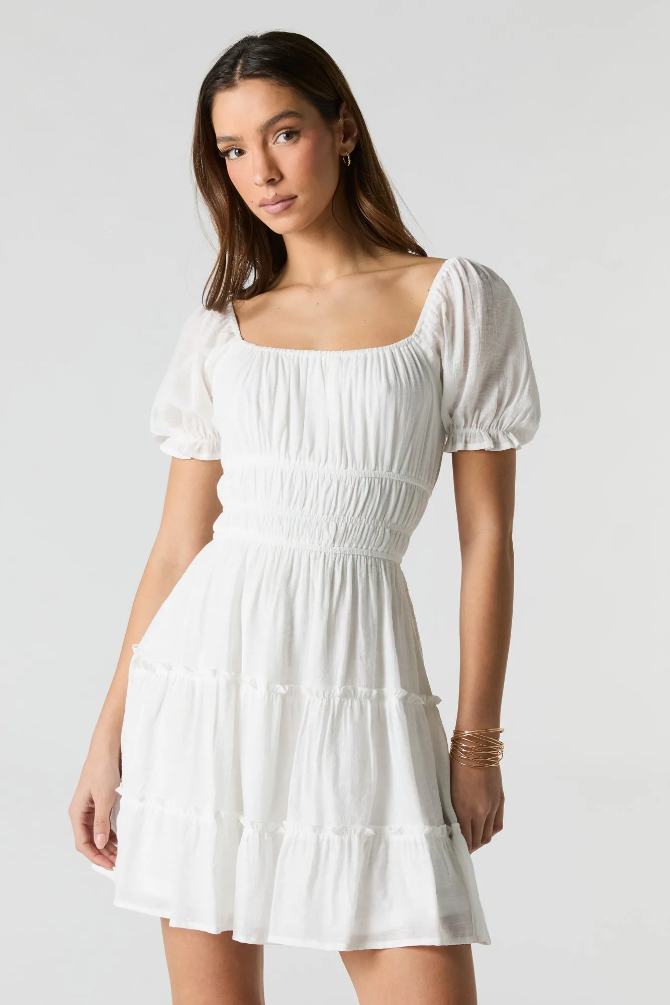 Smocked Tiered Mini Dress sold by Charlotte Russe product image thumbnail 4