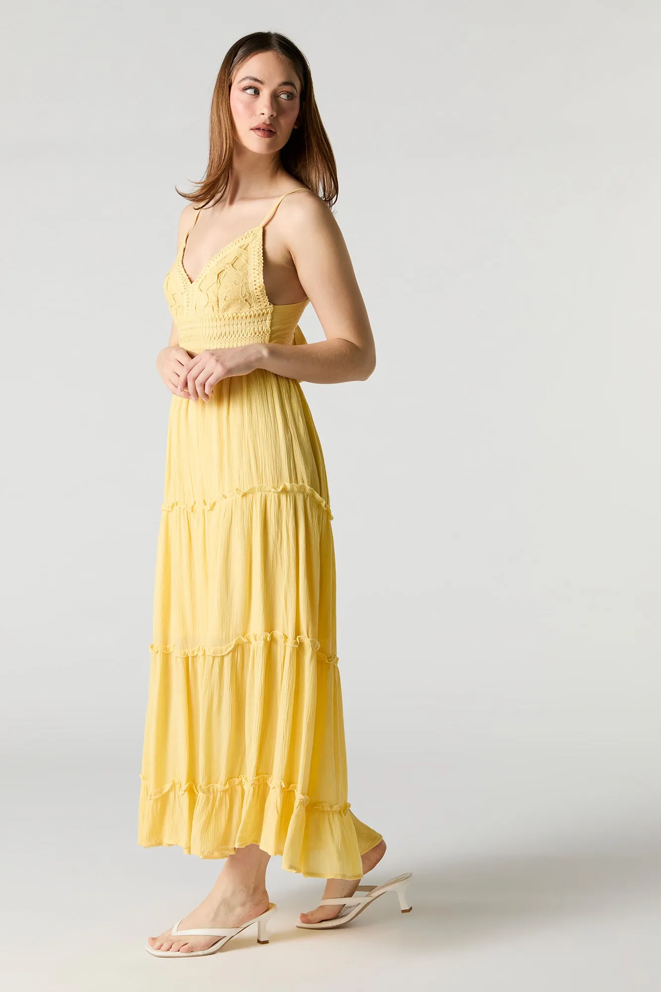 Crochet Trim Tiered Midi Dress sold by Charlotte Russe product image thumbnail 2