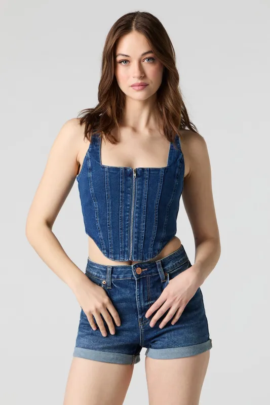Rolled Hem Dark Wash Denim Short sold by Charlotte Russe