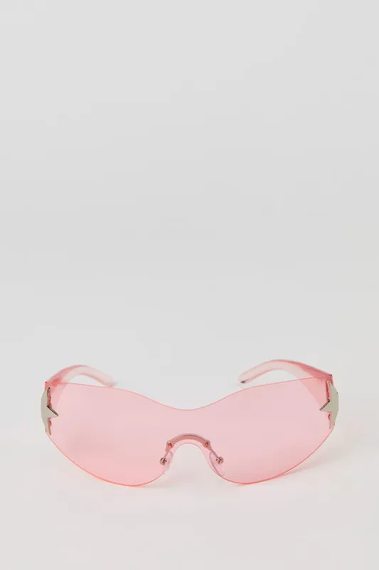 Star Rimless Y2K Shield Sunglasses sold by Charlotte Russe