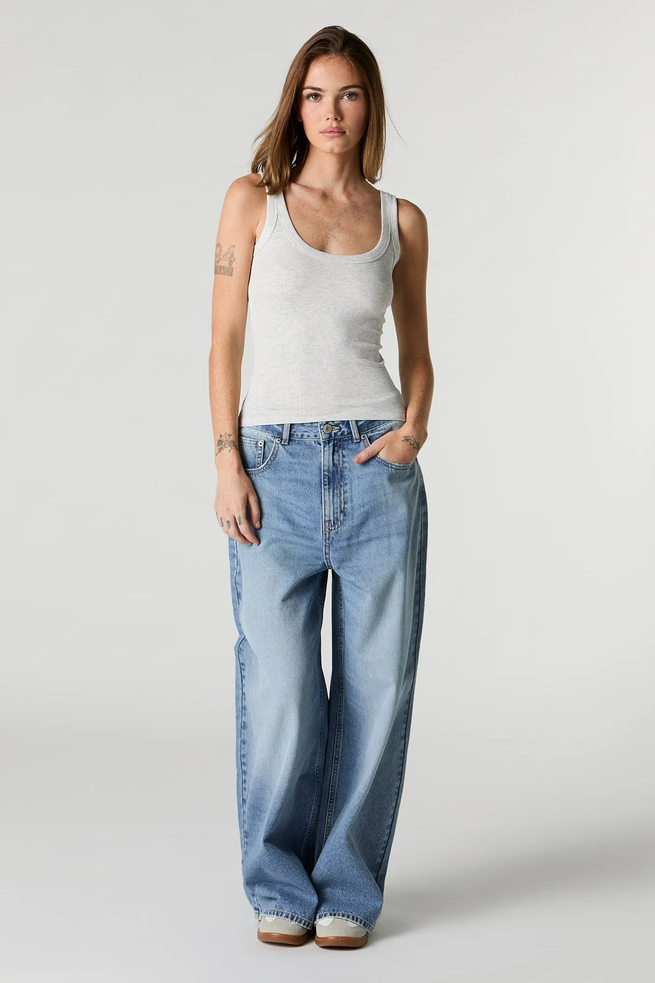 Ribbed Scoop Neck Skimmer Tank sold by Charlotte Russe product image thumbnail 3